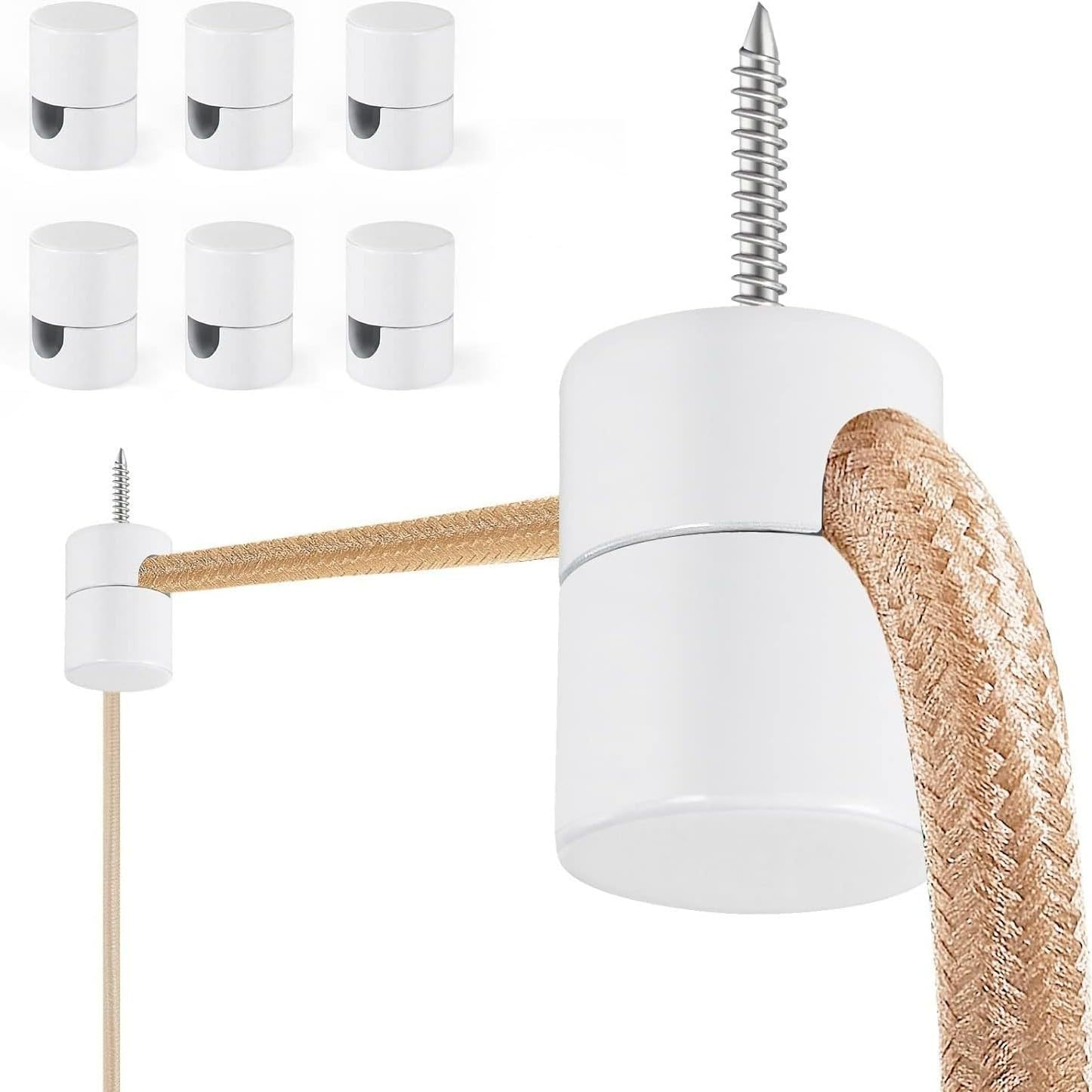 Coehaopike Desk Organization Gun Metal Premium Aluminum Cord Organizers Charger Cable Management Clips for Home Office Stylish, Sturdy, Functional ，Practical| (3 PCS) (White) - Silve image number 7