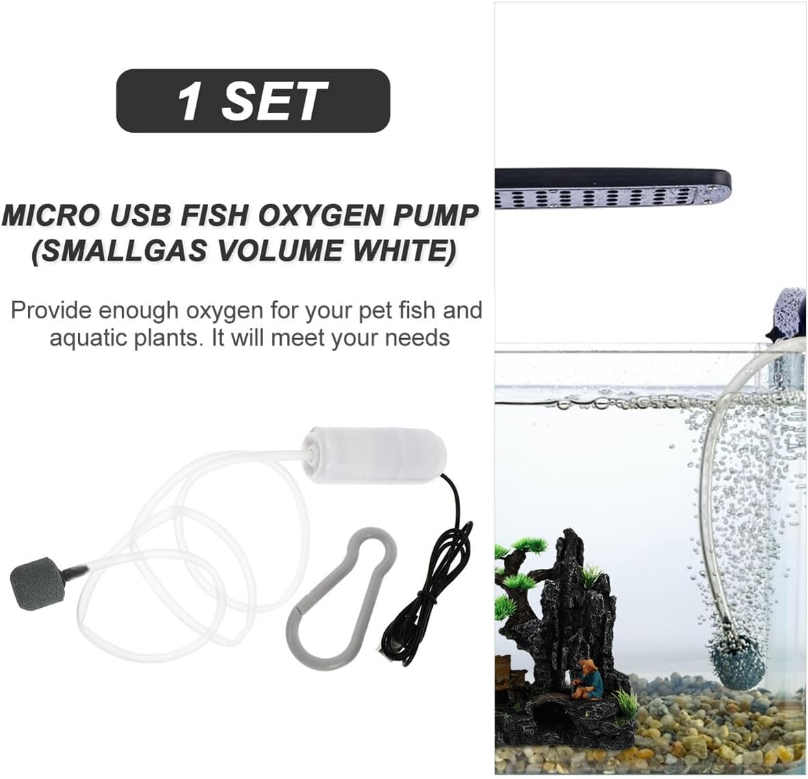 USB Charging Small Aquarium Oxygen Pump Low Power Consumption Fish Tank Air Aerator Portable for Different Sized Tanks and Fish High-Grade Material for Safe Use image number 3