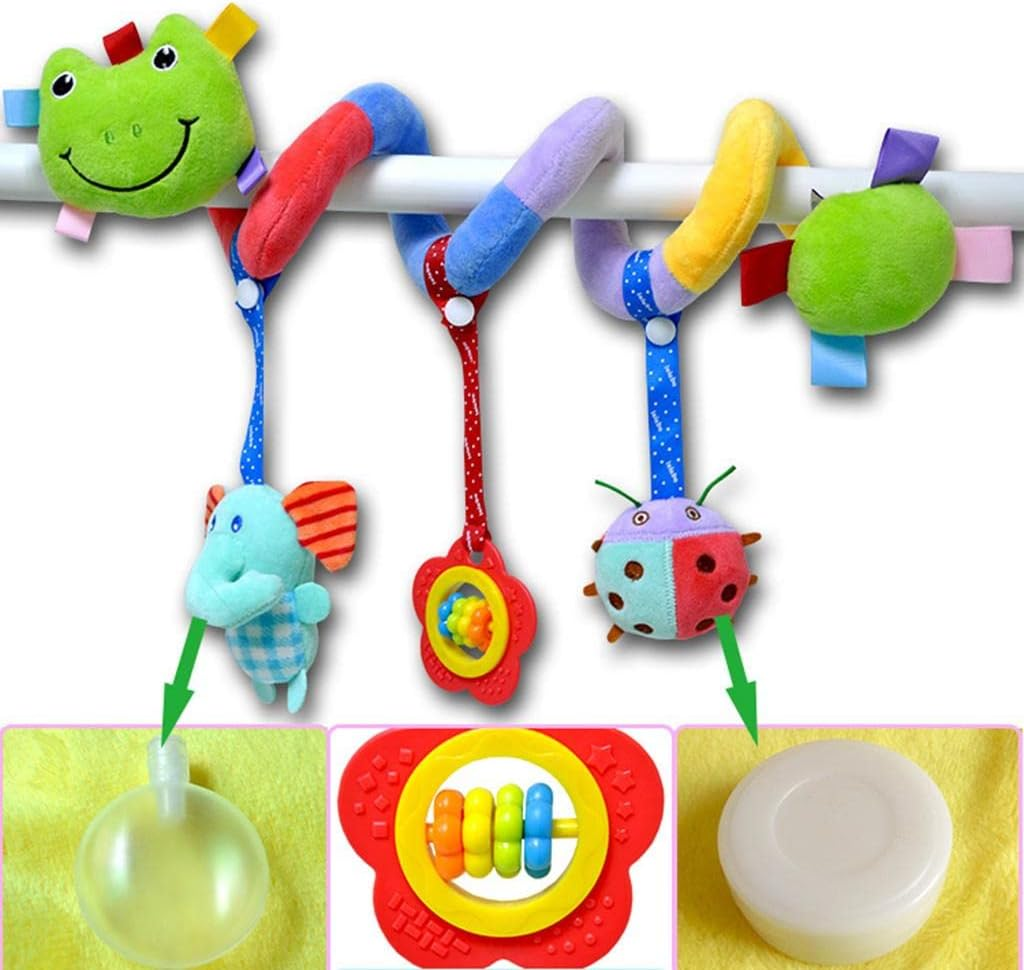 Newborn Baby Infant Toy Cute Deer Stroller Soft Plush Hanging Bed Spiral Toy - Frog image number 2