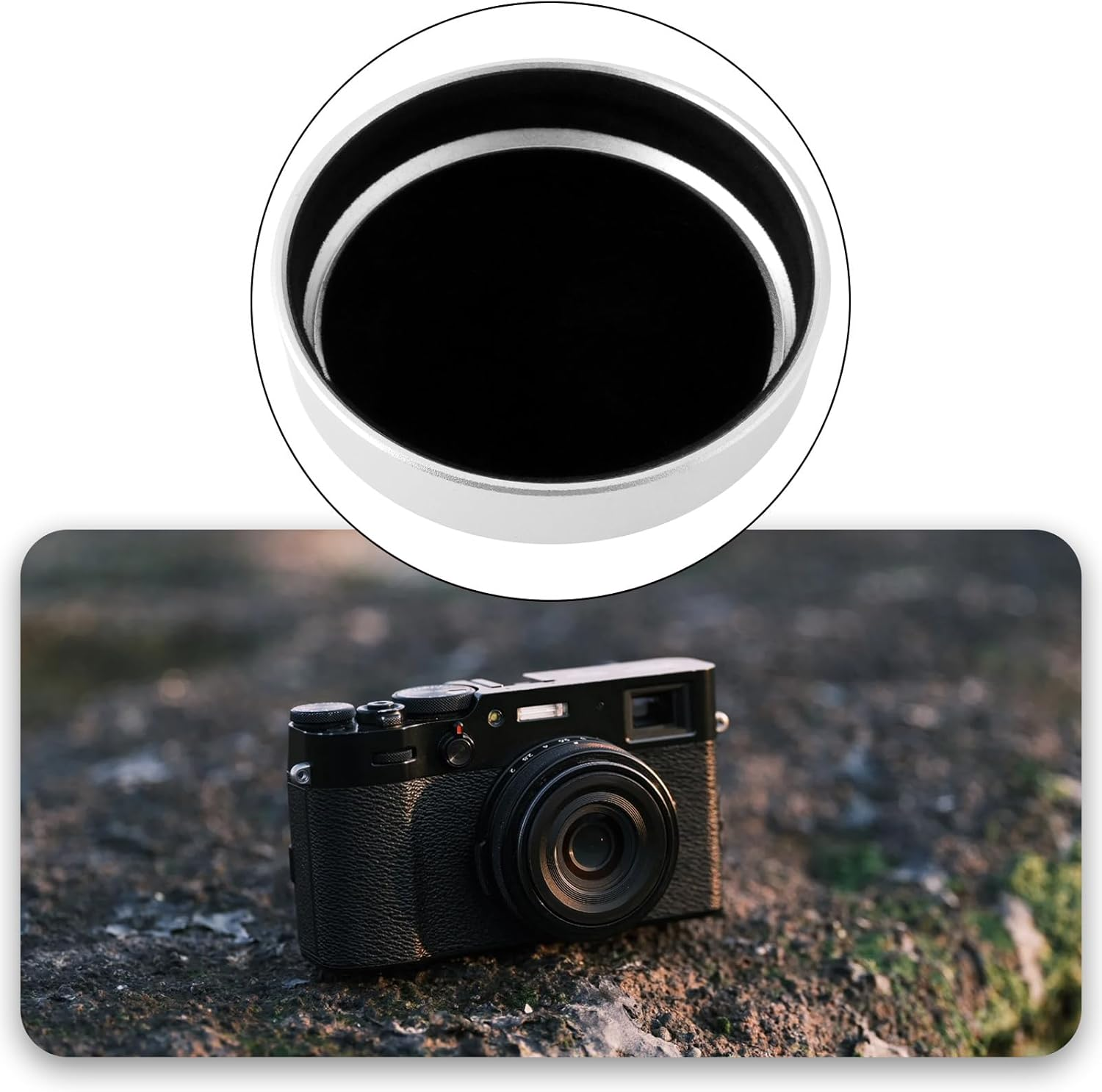 OTOTEC 1Pc Camera Metal Lens Cap Aluminum Alloy Snap on Lens Cover Compatible with Fujifilm X100VI X100V Compatible with Haoge LH-X54W Silver image number 6