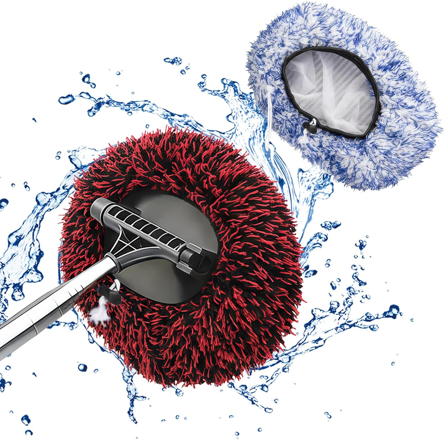 Wenxiaw Pack of 2 Car Wash Brush Covers, Brush Cover Set, Car Wash Microfibre Brush Cover, Wash Brush Cover for Car Cover, Wash Brush, Car for Gentle Car Wash and Car Care (Red and Blue)