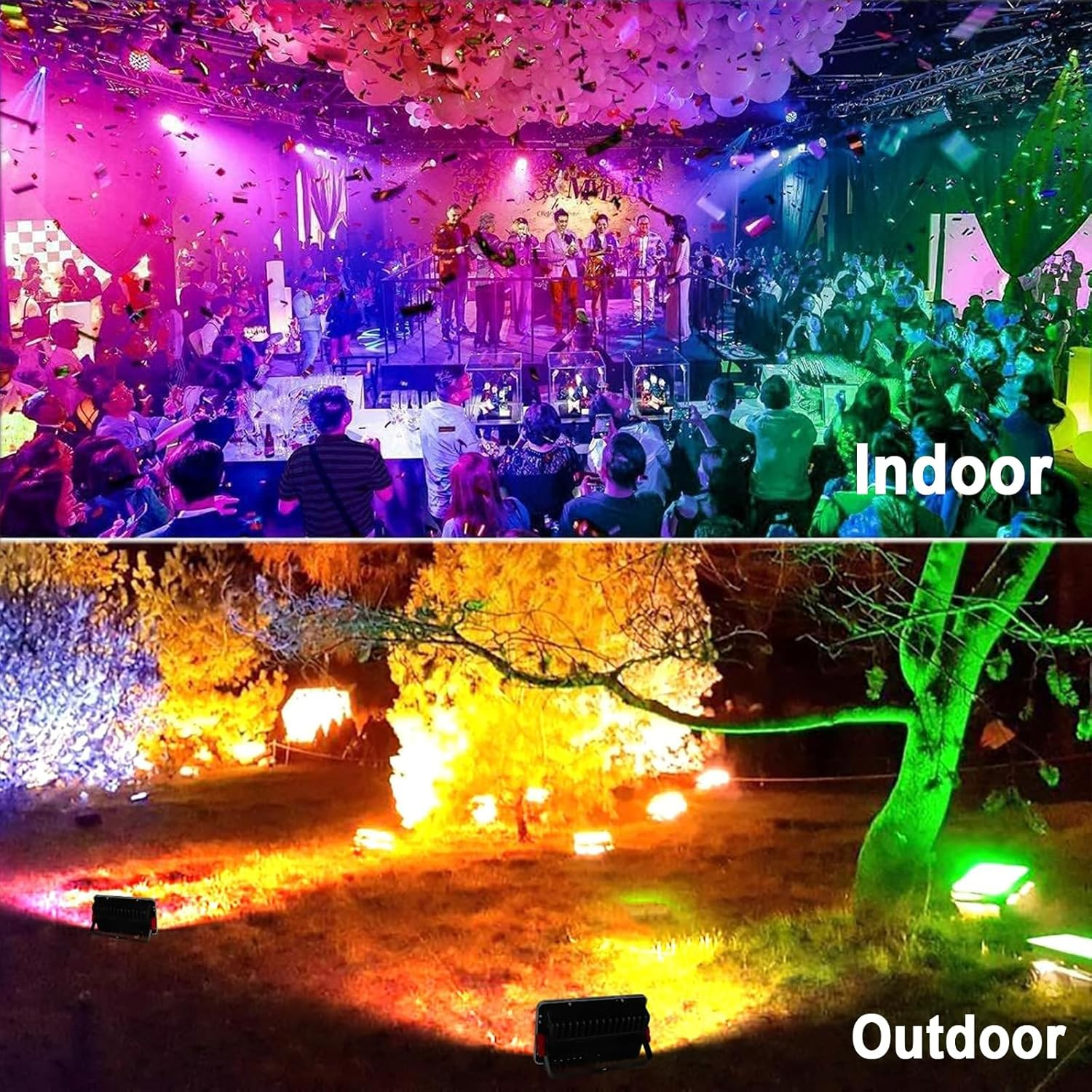 2 Pack 100W RGB Flood Light, RGB Color Changing Floodlight, Smart RGB Floodlight with Remote, for Stage Lighting, Birthday Parties, Posters, Discos, KTV, Parties, Clubs, Weddings image number 1