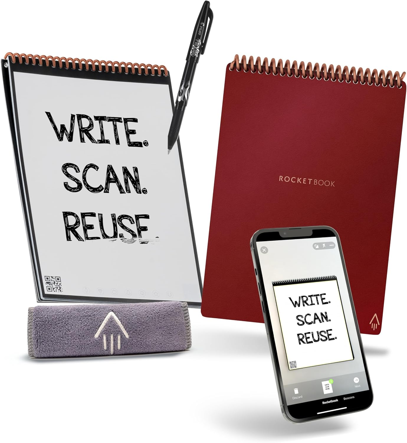 Rocketbook Smart Reusable Notebook, Flip Executive Size Spiral Notebook, Scarlet Sky, (6" X 8.8") image number 4