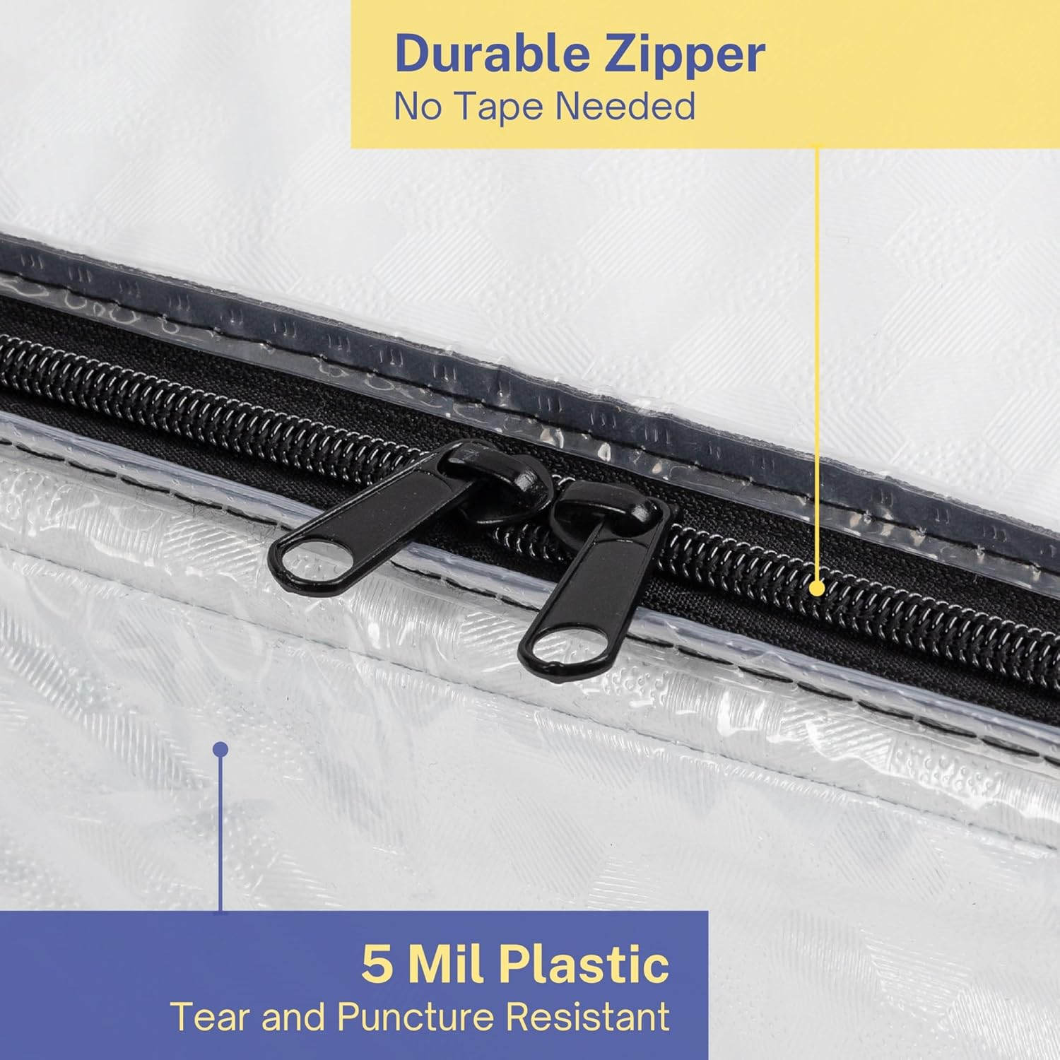 Wenses Crib Mattress Storage Bag with Zipper, 5 Mil Clear Plastic Cover for Moving, Includes Accessory Bags