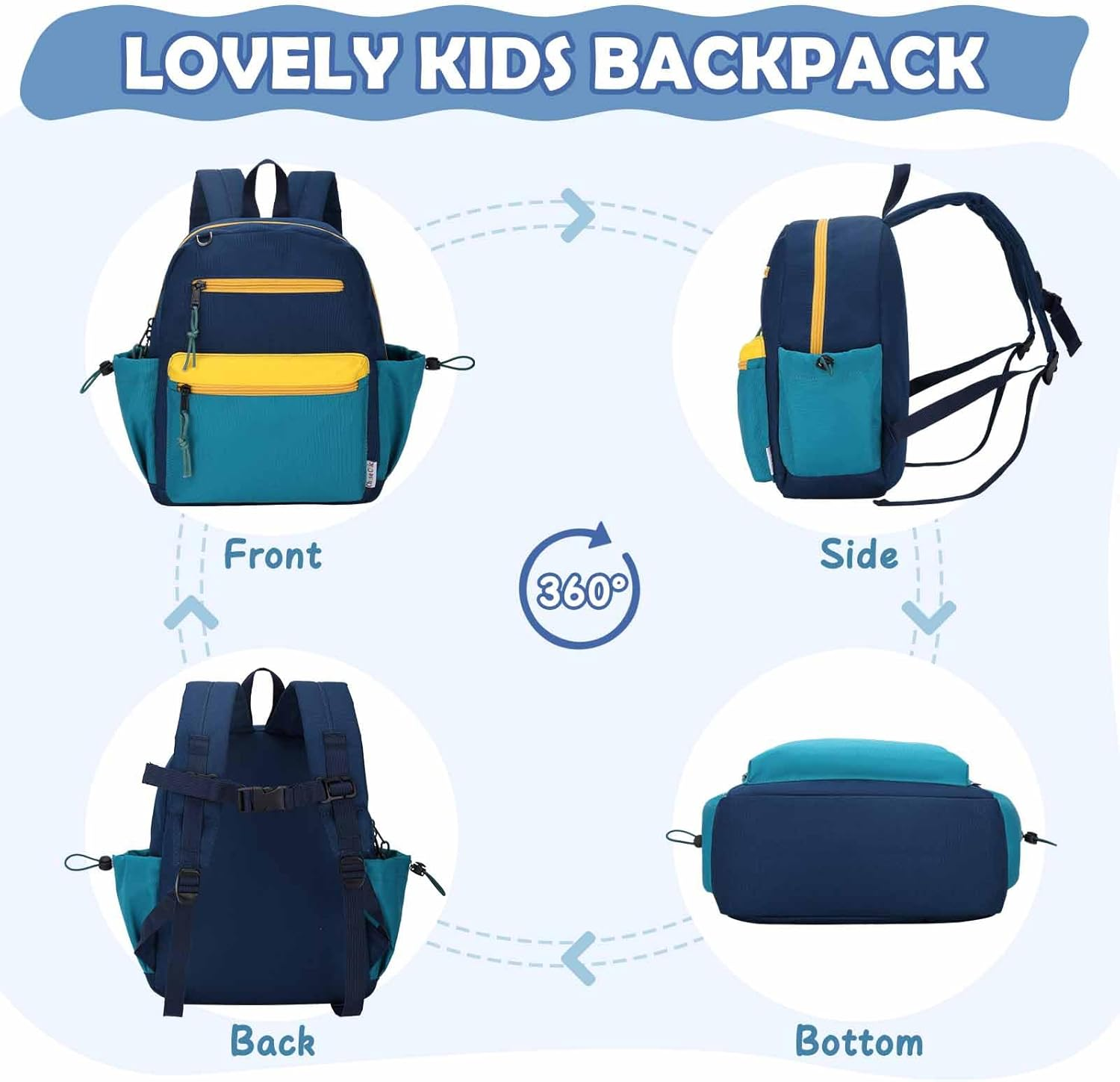 Chase Chic Kids Backpack, Cute School Bag with Security Reflective Strips, Lightweight Toddler Rucksack with Bottler Holder