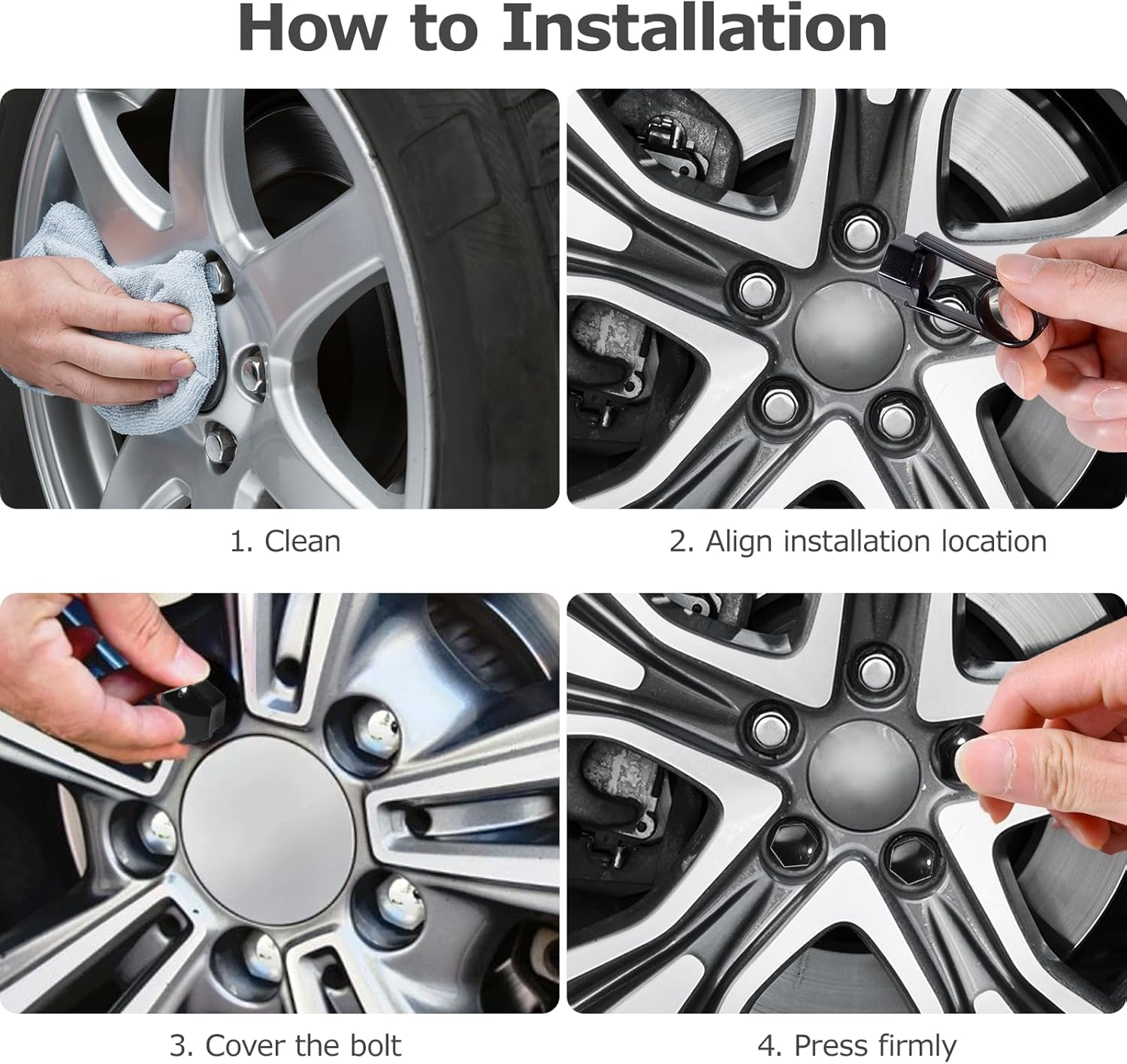 Carehabi 24 Pieces Wheel Nut Caps 17Mm Wheel Bolt Nut Cap Covers Hexagonal Tyre Nut Covers with Removal Tool Kit for Cars (Matte Black) image number 1