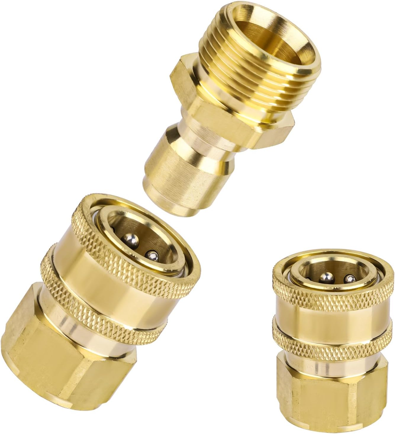 NQEUEPN 2Pcs Pressure Washer Adapter Set, M22 15Mm to 3/8" Quick Disconnect Kit Pressure Washer Coupler Quick Connect Hose Fittings for Power Washer Gun Hose Pump, 5000 PSI image number 1