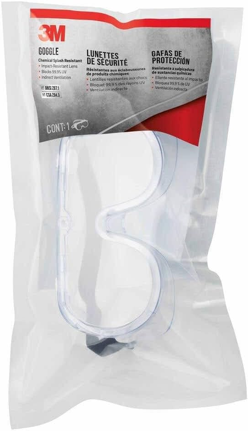 3M Anti-Scratch Chemical Splash Impact Goggle, Clear