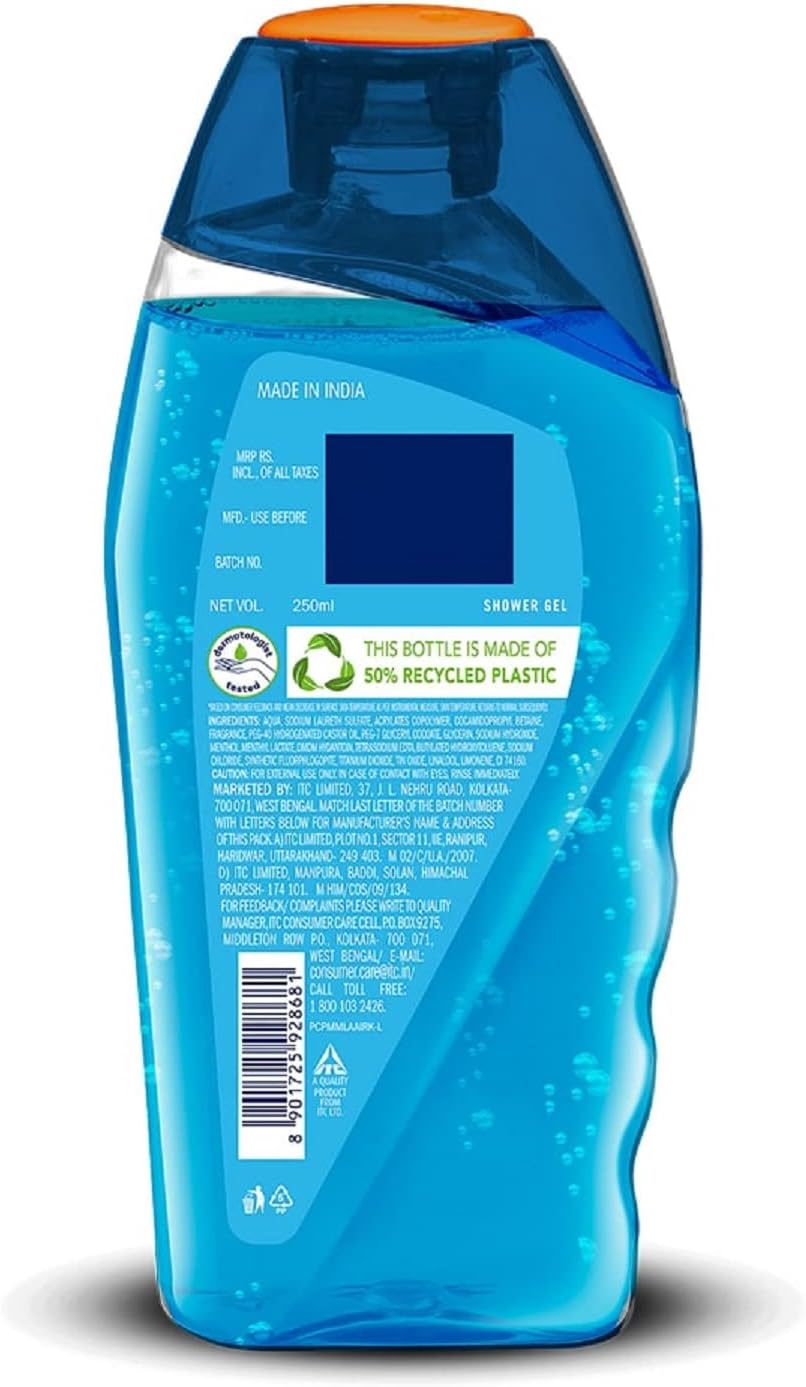 Fiama Men Shower Gel Cool Burst, Body Wash with Skin Conditioners for Moisturised Skin, 250 Ml Bottle image number 6