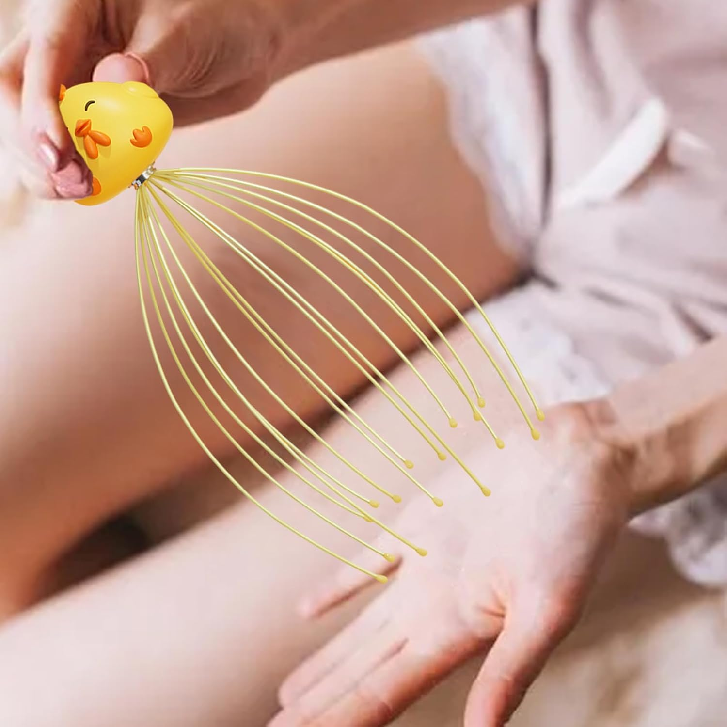 Rronnoy Head Massager - Scalp Massager Tool - 16 Fingers Nodes Relaxing Home Spa Equipment for Stress Reduction Travel Bathroom Post-Shampoo Pet Grooming - Yuantong Installation image number 4