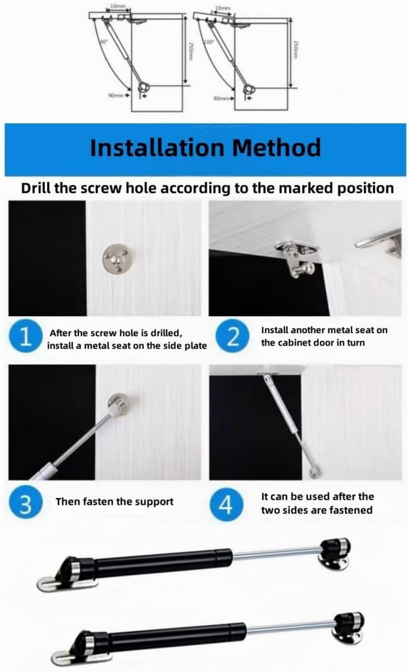 20N/4.4Lb Gas Struts 6 Inch Gas Struts Lift Supports Gas Spring Lid Support Gas Props/Shocks,Black 4 Pcs