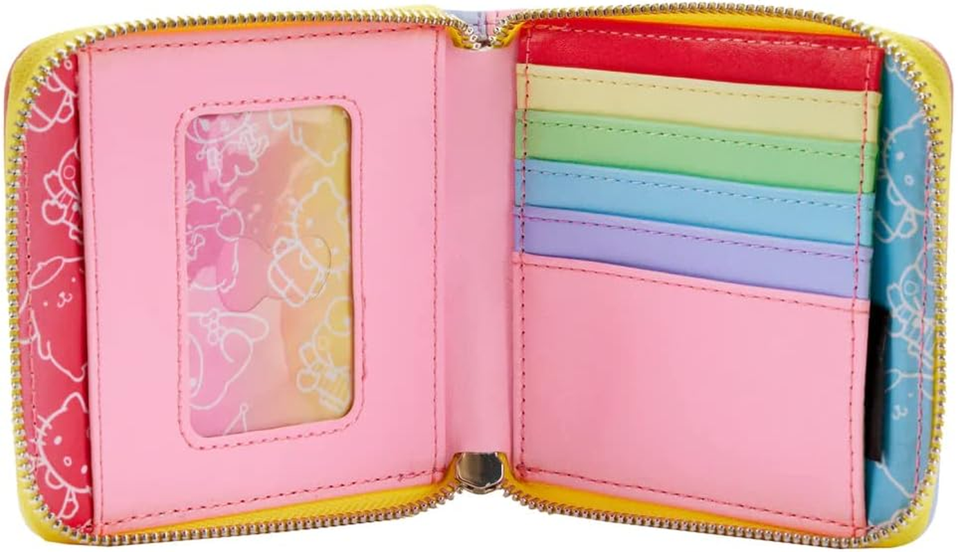 Loungefly Hello Kitty and Friends Color Block Zip around Wallet, Multicolored, Bifold