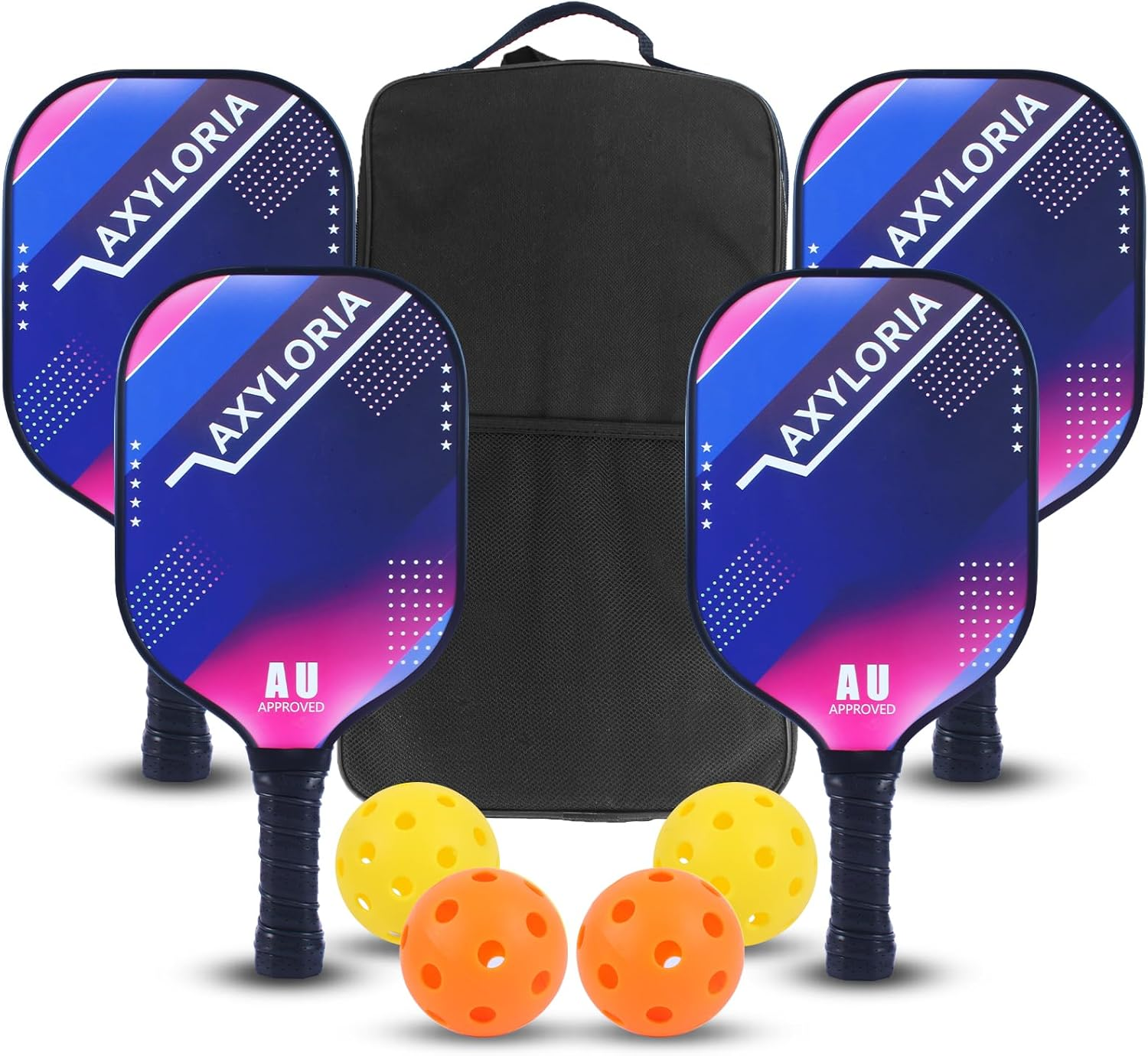 Pickleball Paddles Set of 4, USAPA Approved Pickleball Paddle, Lightweight 4 Pickle Ball Rackets, 4 Outdoor Indoor Pickleballs, 1 Pickleball Bag, Elite Performance for Leagues & Group Play