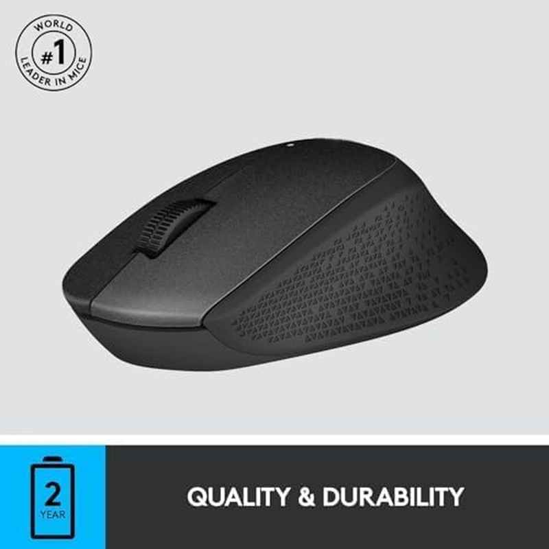 Original M330 Silent plus Wireless Mouse &ndash; Enjoy Same Click Feel with 90% Less Click Noise, 18 Months Battery Life, Ergonomic Right-Hand Shape, Compatible with PC, Mac, Laptop, Chromebook - Black image number 1