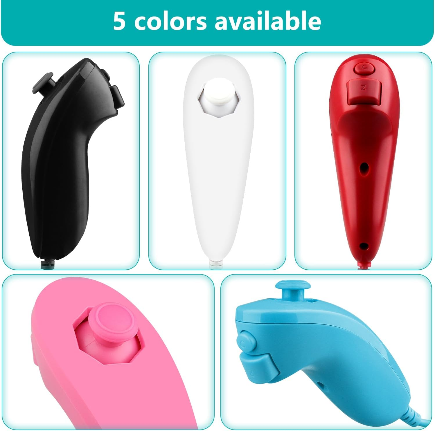 OSTENT Motion Based Wired Nunchuck Controller for Nintendo Wii Console Video Game - Blue image number 6