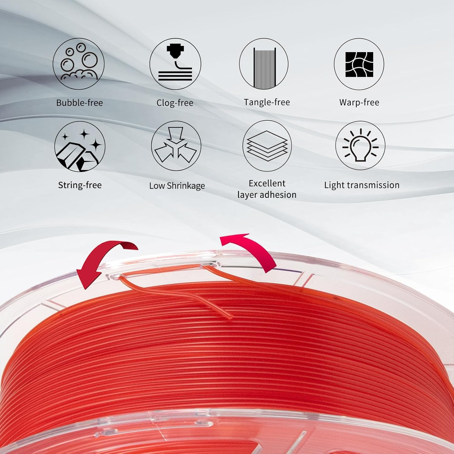 IEMAI Transparent Filament Clear PLA Filament 1.75Mm, High Light Transmittance Clear Red 3D Printer Filament, Transparent PLA Filament 1Kg(2.2Lbs) Spool image number 4