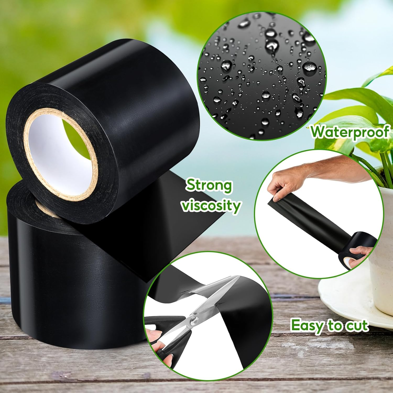 2PCS Pond Liner Seam Tape,3.9" X 16.4'Self Adhesive Double Sided Pond Seam Tape for EPDM Pond Liners,Waterproof Pond Liners Repair Patch for EPDM Pond Liner Garden Cover Repair (3.9" X 16.4' /2Pcs) image number 2