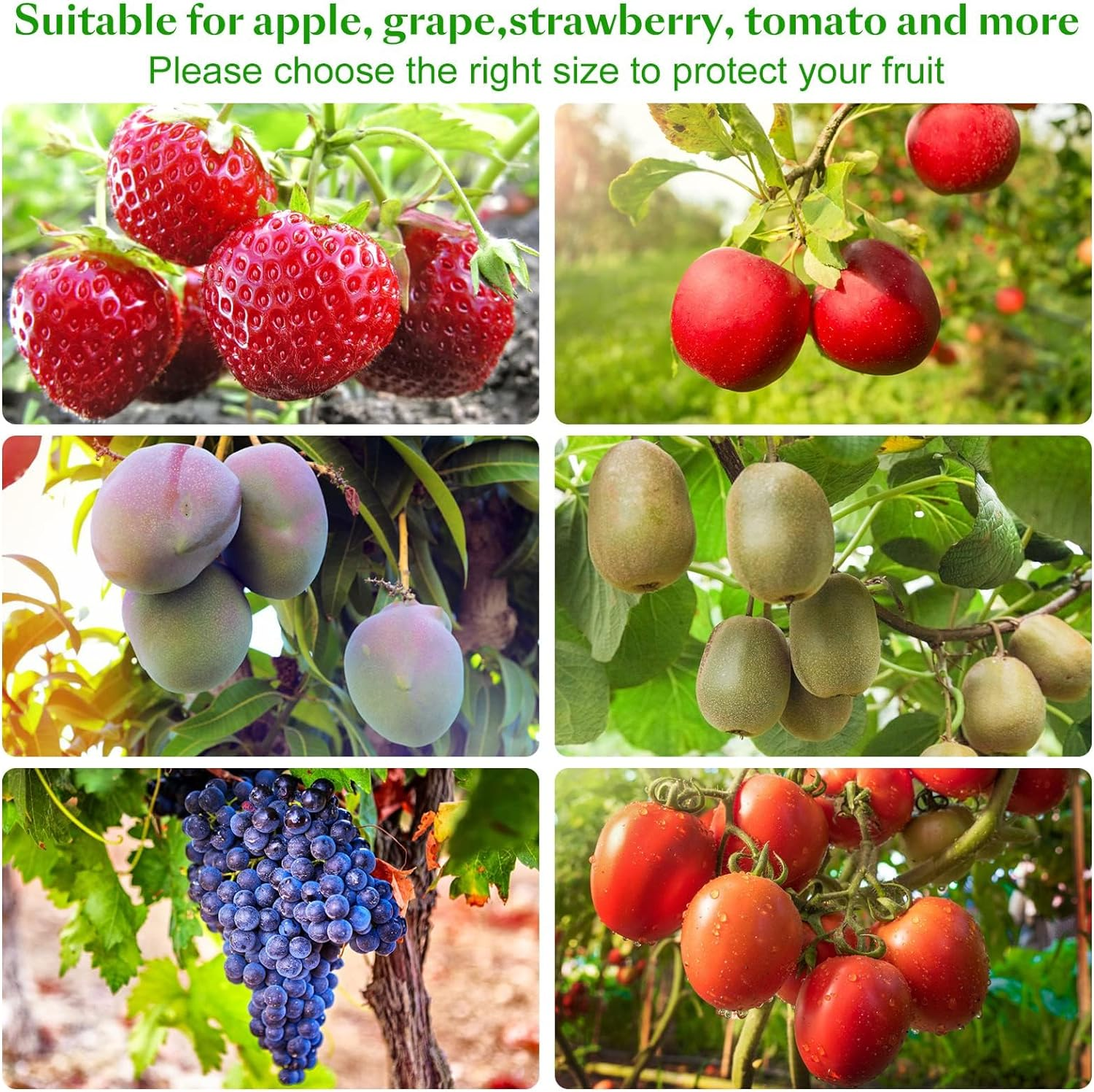 ZANZER 45 Pieces Fruit Protection Bags 3 Sizes Fruit Netting Bags for Fruit Trees Garden Netting Bags with Drawstring Fruit Cover Mesh Barrier Bag for Fruit Plant Flower