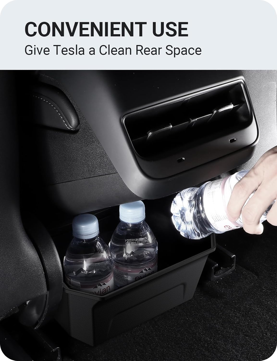 BASENOR 2017-2023 Tesla Model 3 Rear Center Console Organizer TPE Backseat Storage Box with Lid Cover Rear Middle Bin 2Nd Row Seat Organizer for Model 3 Interior Accessories Gen 2 image number 5