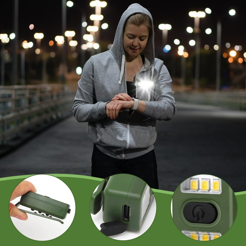 Yuragim LED Clip Lamp, Running Light, Small Headlamp, Pack of 2 USB Rechargeable Clip Lamp, Waterproof Running Light with 7 Light Modes for Camping, Hiking, Jogging, Climbing, Fishing, Backpack