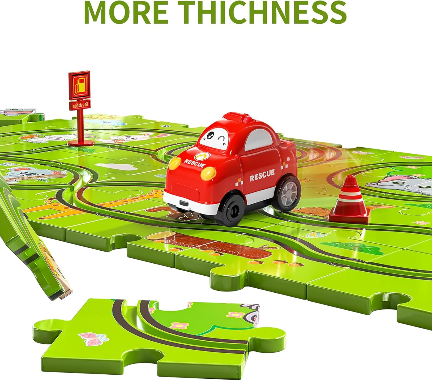 TEMI 32 Pieces Puzzle Race Tracks Car Set Toys for Kids Ages 3-5 - Toddler Toys Gifts for 3 4 5 Year Old Boys, Puzzle Tracks Car Toys for Boys Ages 3-5 4-6, 3 4 5 6 Year Old Boys Birthday Gifts image number 5