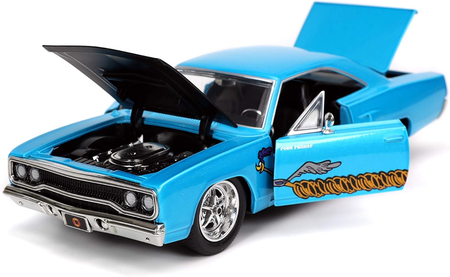 Jada Toys Looney Tunes - 1970 Plymouth Road Runner 1:24 Scale Diecast Car with Wile E Coyote Figure image number 2
