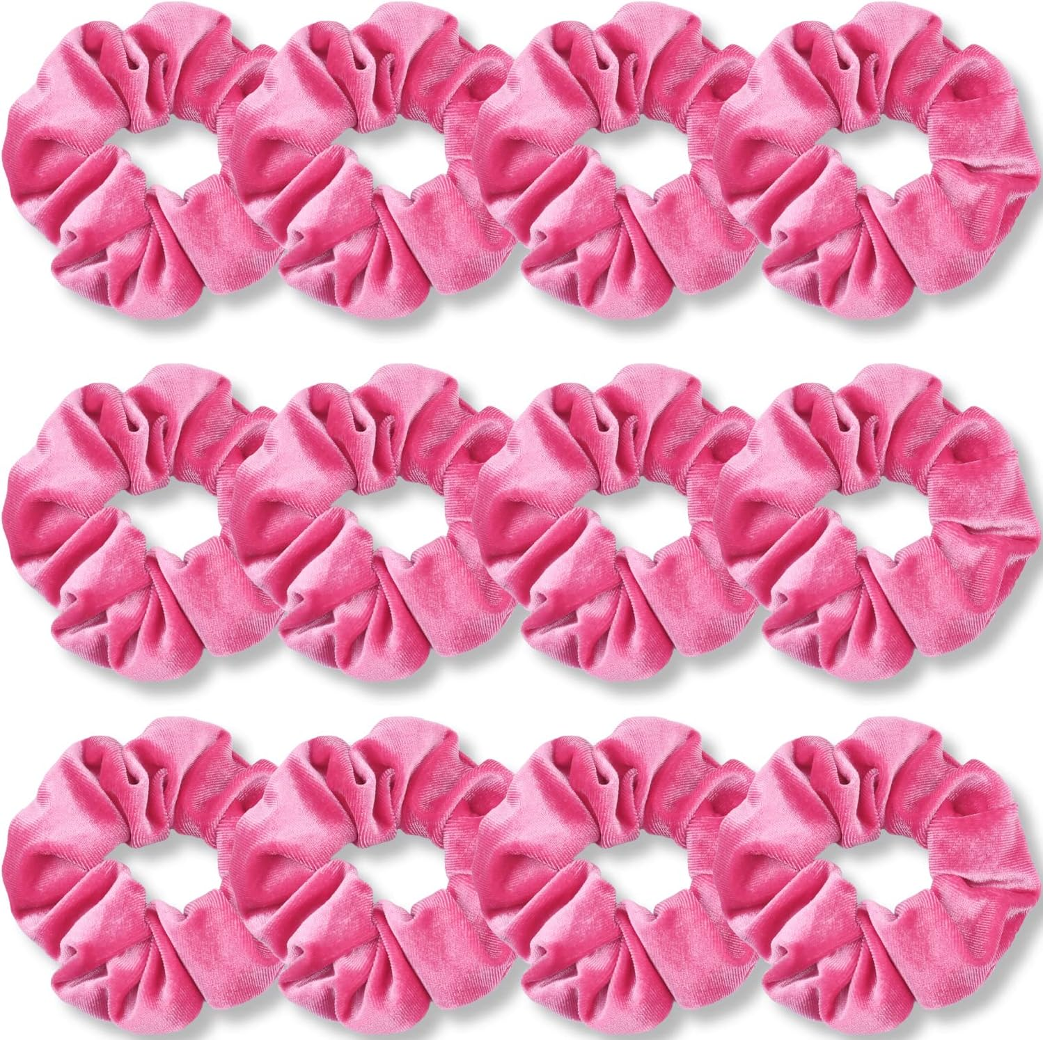 IVARYSS Pink Scrunchies, Premium Velvet Soft Hair Scrunchy Bulk, Solid Colors Thick Elastic Bands, Hair Accessories for Women and Girls, 12 Pack image number 2