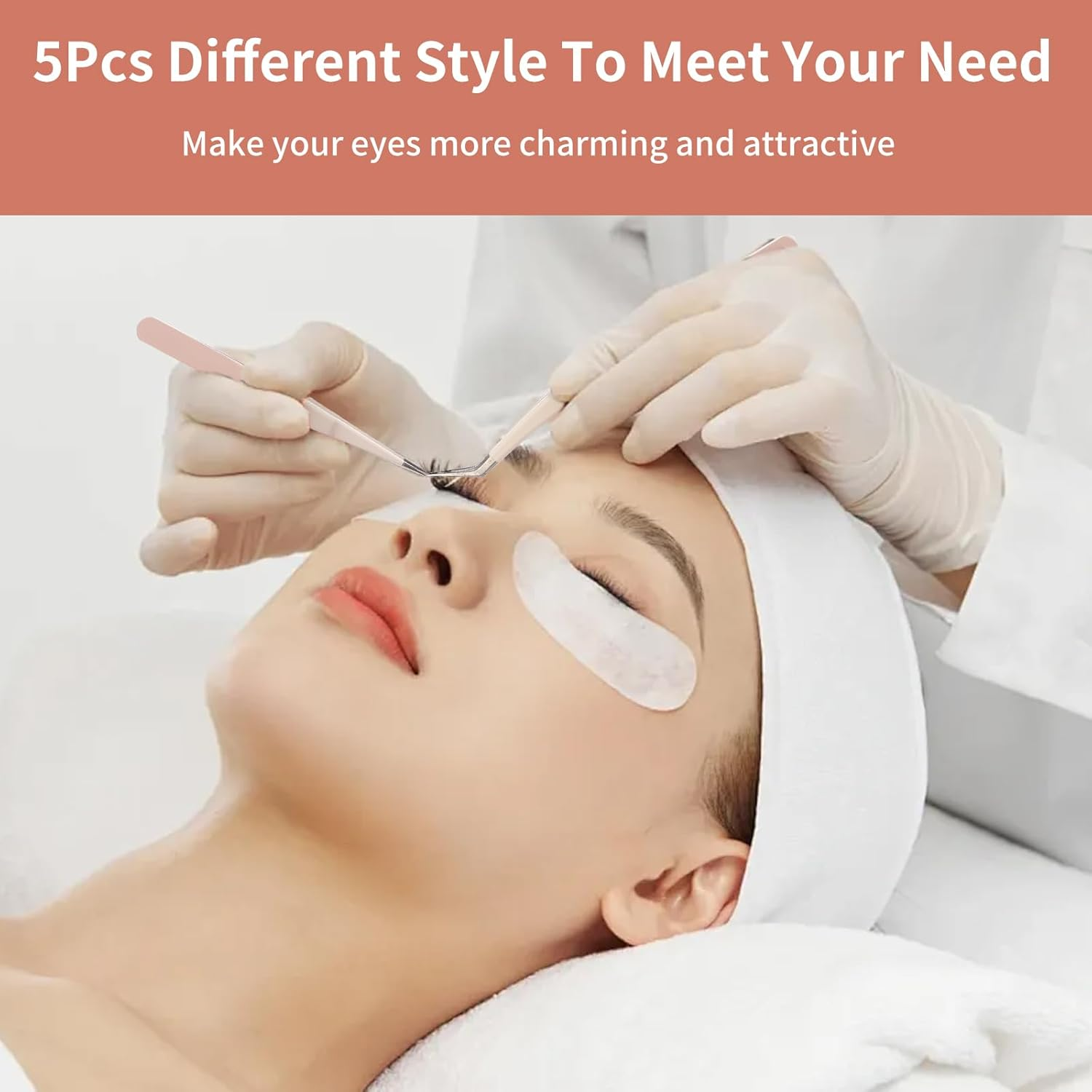 Rnodoilkfly 5 Pcs Lash Extension Tweezers, Lash Tweezers for Eyelash Extension, Straight and Curved Eyelash Tweezers, for Professional Eyelash Extension Artists, Girls, Women, Beginners image number 5