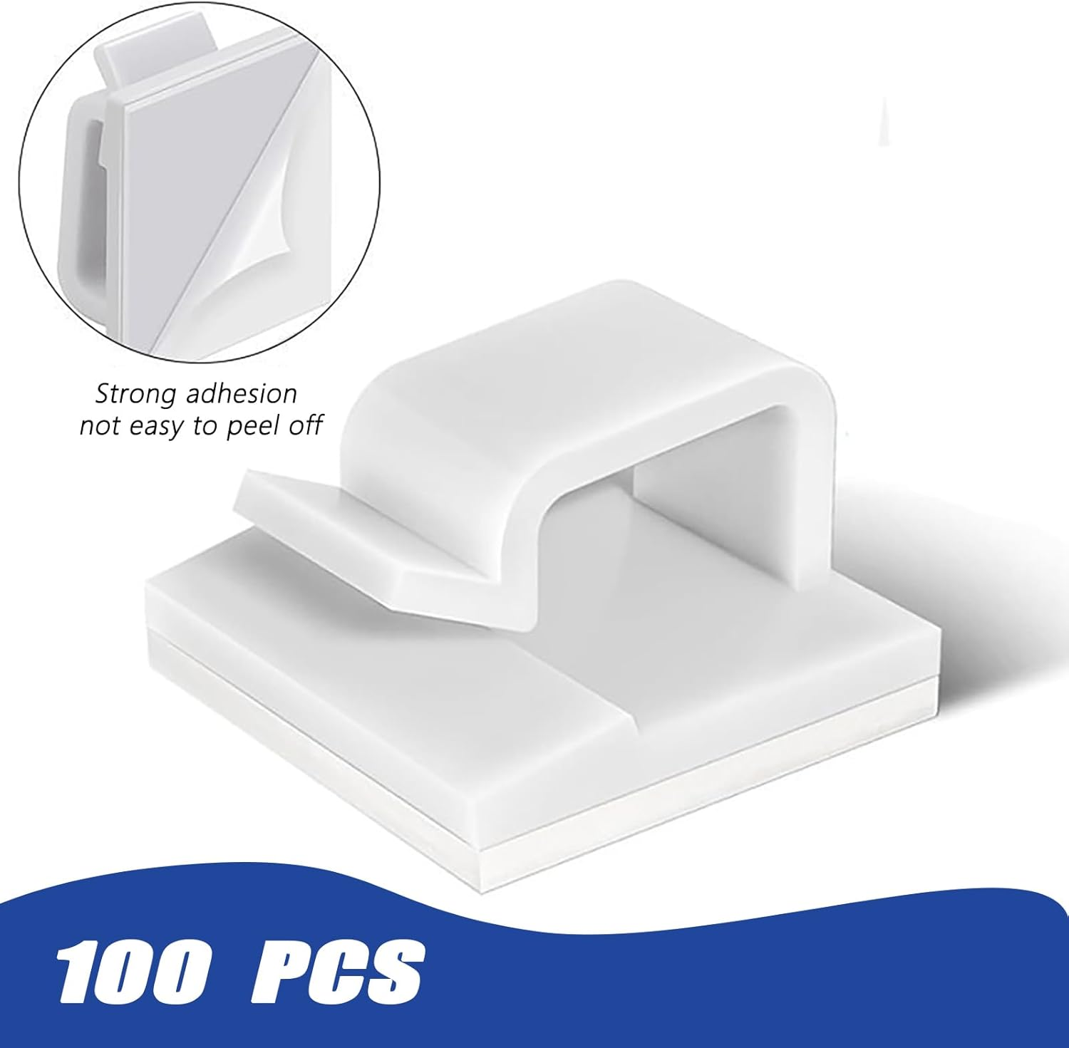 Wzenclave 100 Pcs Small Transparent Adhesives 14 * 14 * 8Mm White Cable Clamps for Cars Offices and Homes Adhesive Cable Clamps for Cable Management image number 5