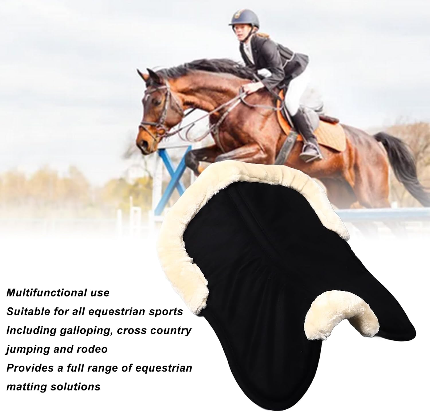 Horse Saddle Pad, Shock Absorbing, Sweat Absorbing, Balance, Slip , Equestrian Supplies, Multipurpose image number 2