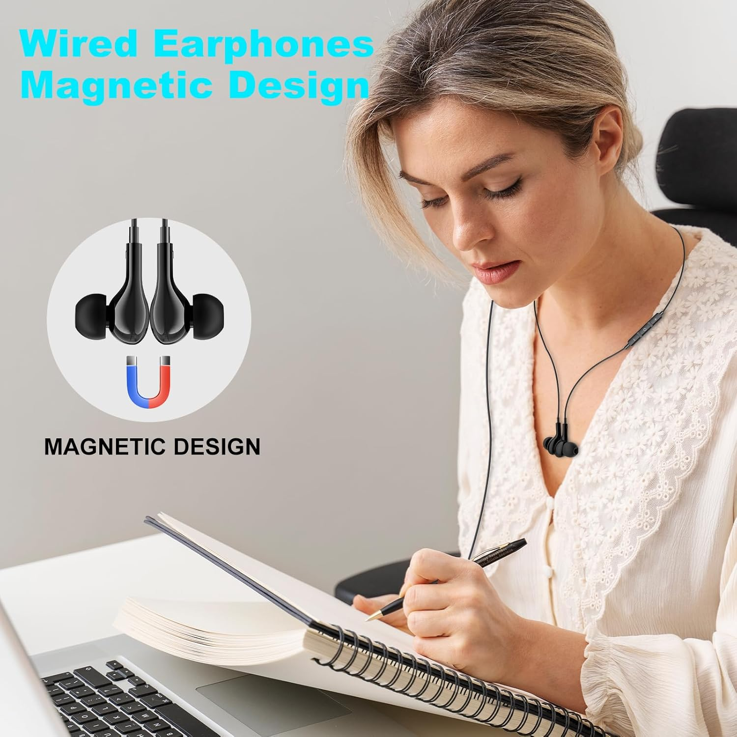 USB C Headphones Wired Earphones for Samsung Galaxy S24/S23/S22/S21 Ultra for Iphone 15 Pro Wired Earbuds with Mic Volume Control Stereo Noise Cancelling Type C Earbuds for Pixel 8/Oneplus 12, Black image number 2