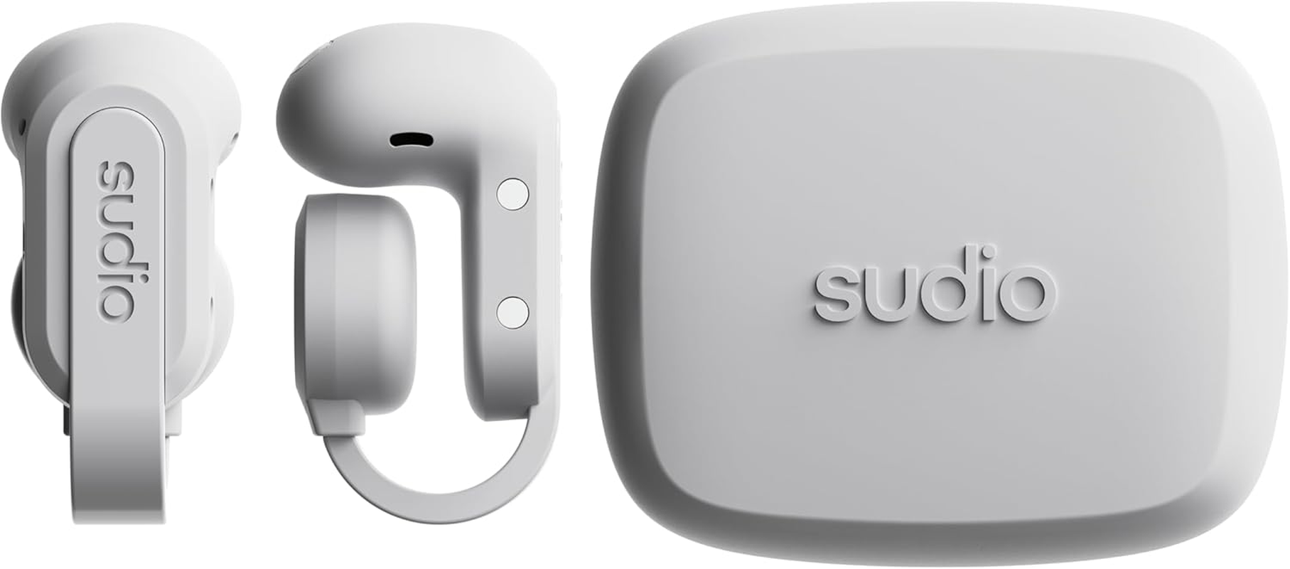 Sudio B3 Snow White - the Open-Air Ear Clip Made from Recycled Plastic. Open Headphones, Bone Sound Technology, Bluetooth 5.4, IPX4 Waterproof, Long Playing Time of 24 Hours Total