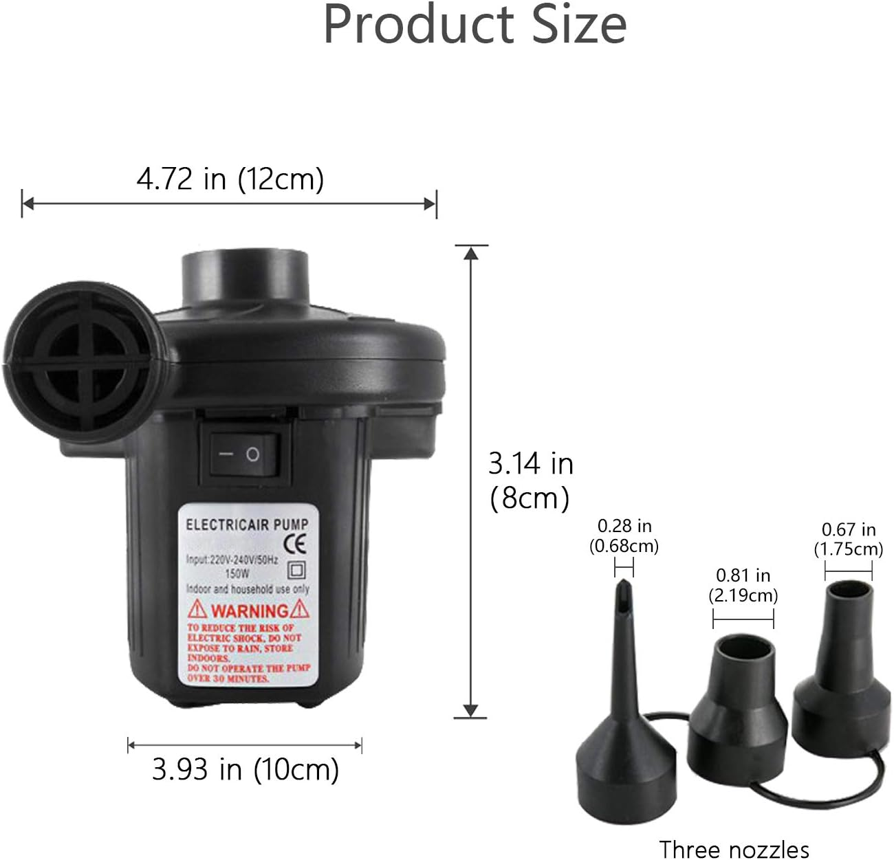 Air Pump Electric Portable Inflator for Inflatable Mattress Pool Boat Raft Swimming Ring Sofa Toy Kayak with 3 Nozzles image number 5