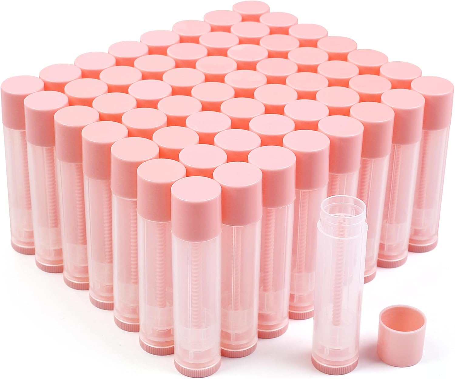 Lotfancy Lip Balm Tubes Empty, 60PCS 5.5Ml (3/16 Oz), Clear Lip Balm Container Tubes with Yellow Caps, BPA Free & Leak Free, Refillable