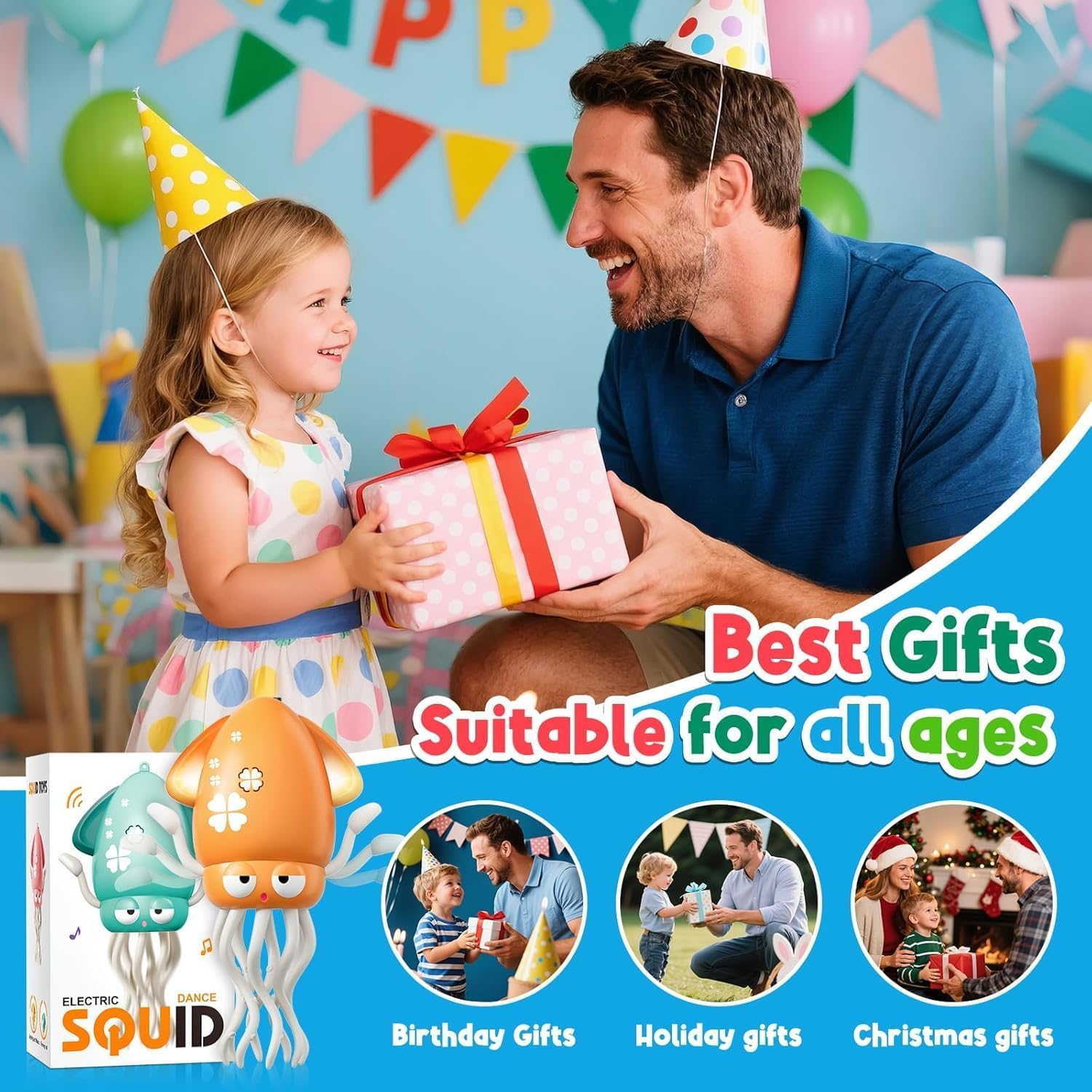 Dancing Octopus Baby Toy, Electric Crawling Octopus Tummy Time Toy, Rechargeable Magic Dancing Music Squid for Kids Boy Girl Birthday Gifts, Funny Squid for Office Desk Decor (Yellow) - Yellow image number 4