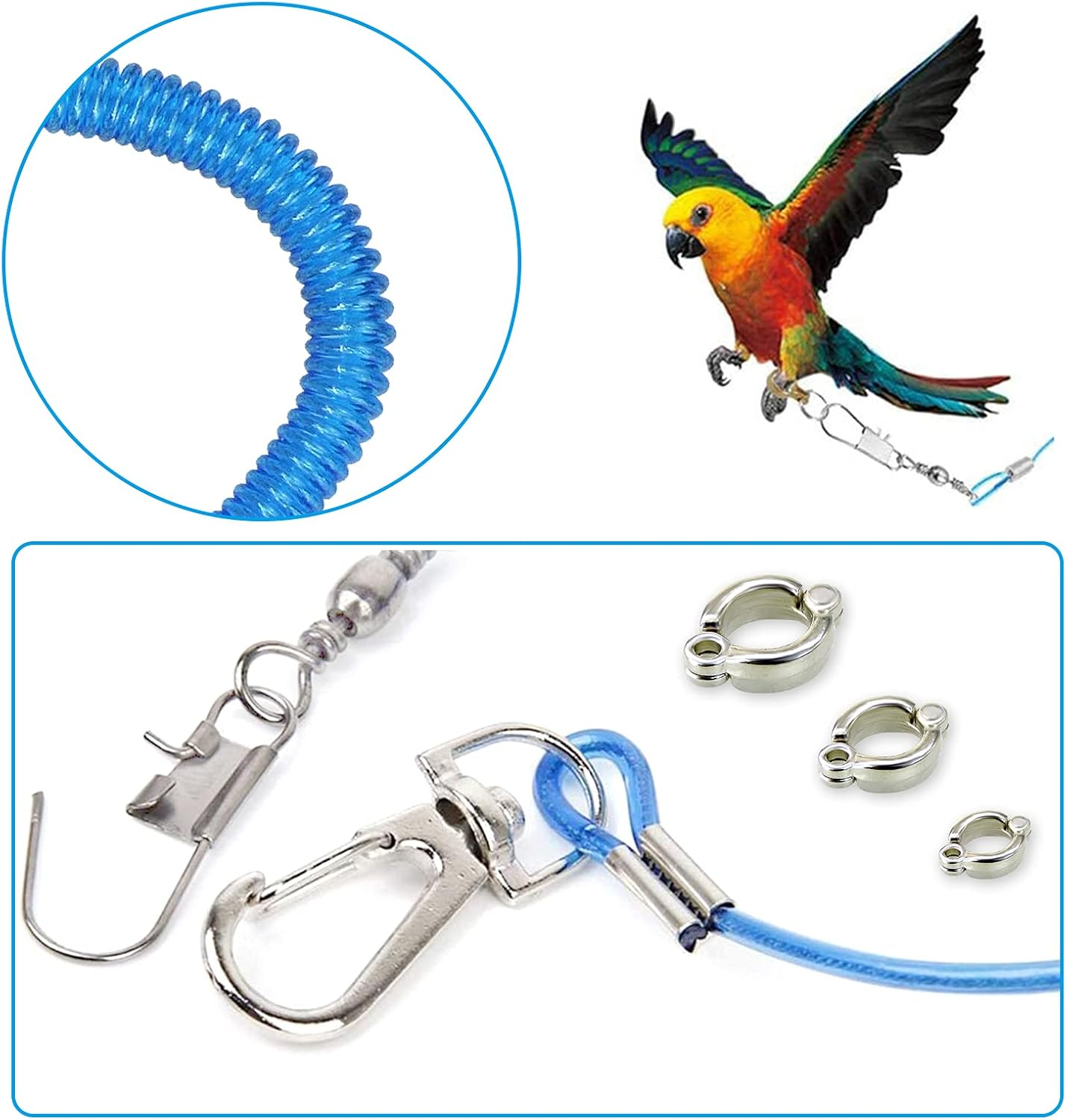 Andiker Parrot Flying Rope 5 Meters Parrot Anklet Outdoor Flight Training Elastic Rope Training anti Bite for Agapornis Fischeri Cockatiels image number 5