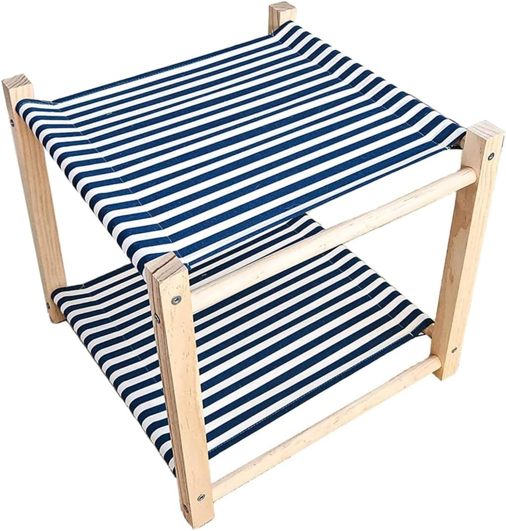 AIMALL Solid Wood Dual-Layer Cat Hammock, Detachable and Washable, Breathable Cat Bed for All Seasons, Moisture-Proof, 17X17X16.5 Inches