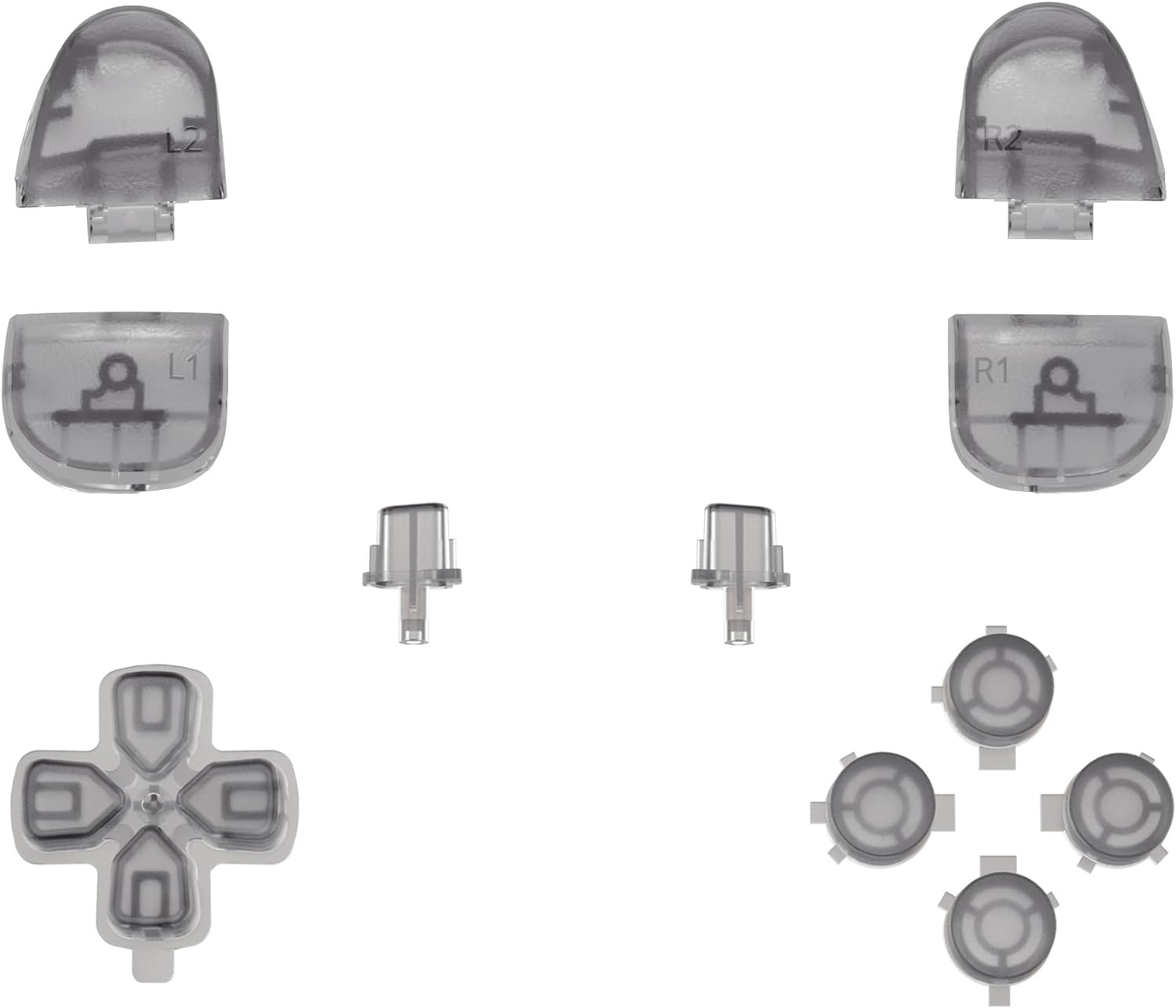 Extremerate Replacement D-Pad R1 L1 R2 L2 Triggers Share Options Face Buttons, Clear Black Full Set Buttons Compatible with Ps5 Controller BDM-030 BDM-040 BDM-050 - Controller NOT Included - Clear Black image number 5