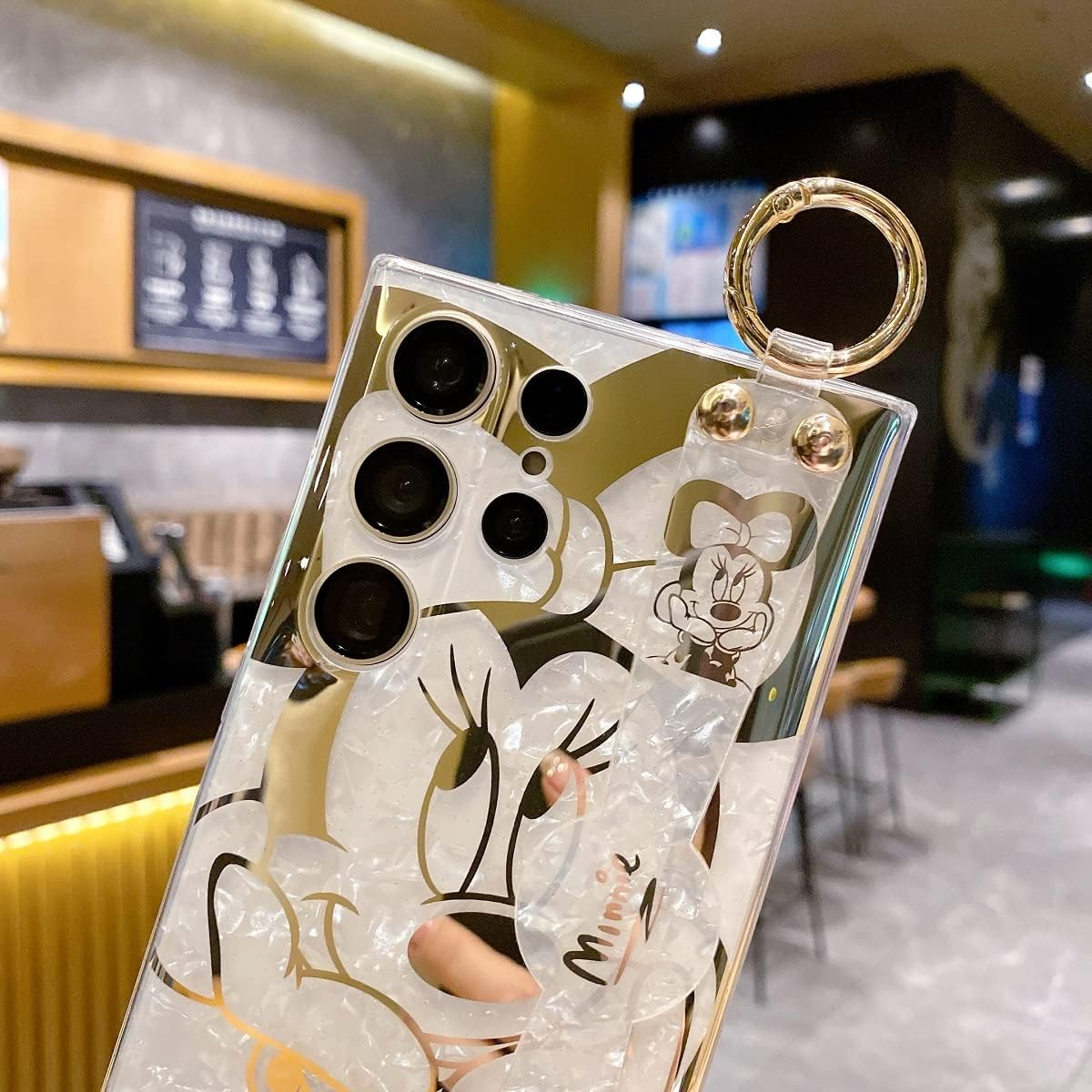 Meishangmei for Samsung Galaxy S25 Ultra Case 6.9" Sparkle Bling with Strap Stand Cute Pattern IMD Plating Design Silicone Shockproof Protective Glitter Cases Cover for Girls and Women - Minnie image number 6