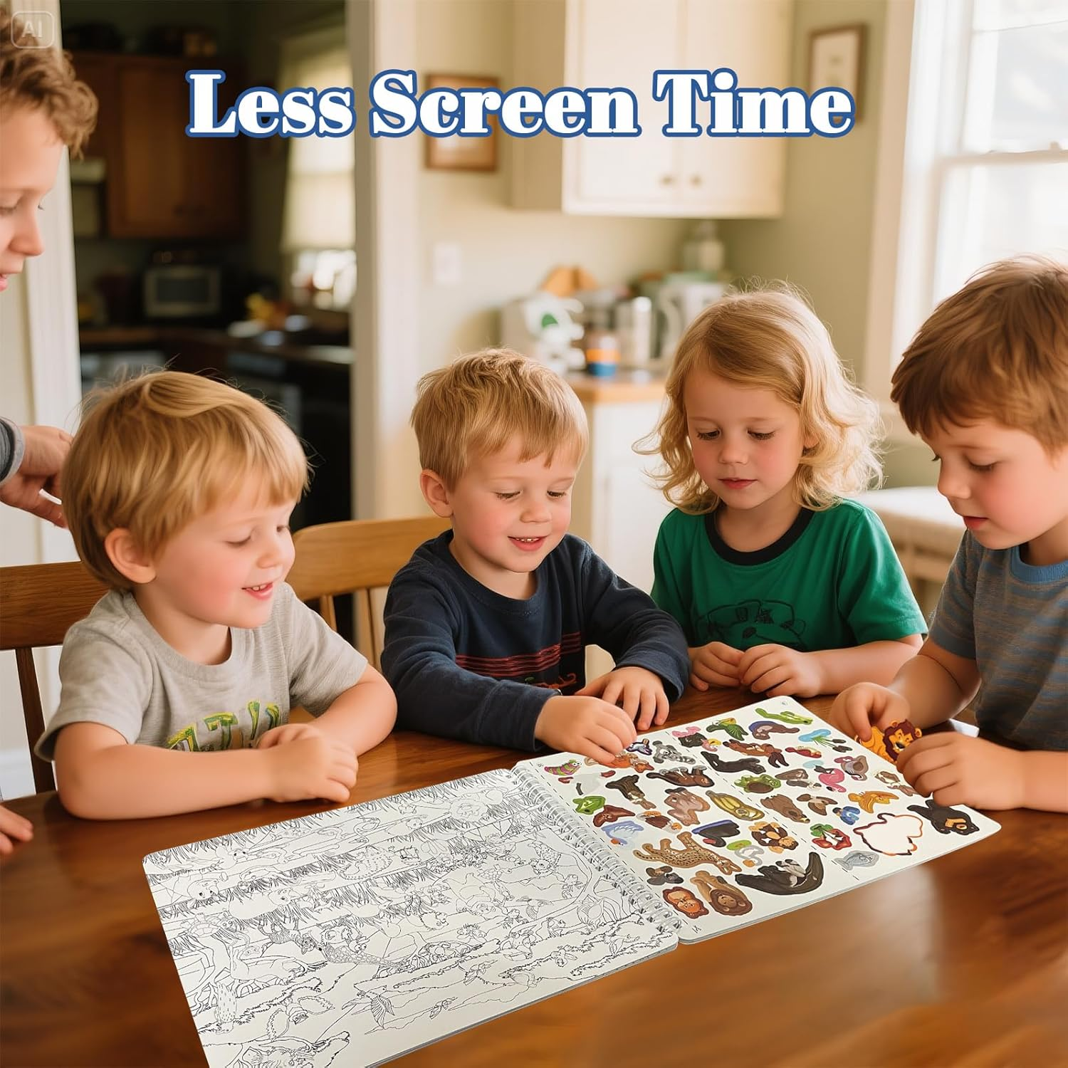 Elfew Find the Animal Sticker Book for Kids Ages 3+, Include 20 Hidden Theme Stickers for Kids, Learning & Educational Travel Toy, Find over 450+ Hidden Object image number 2