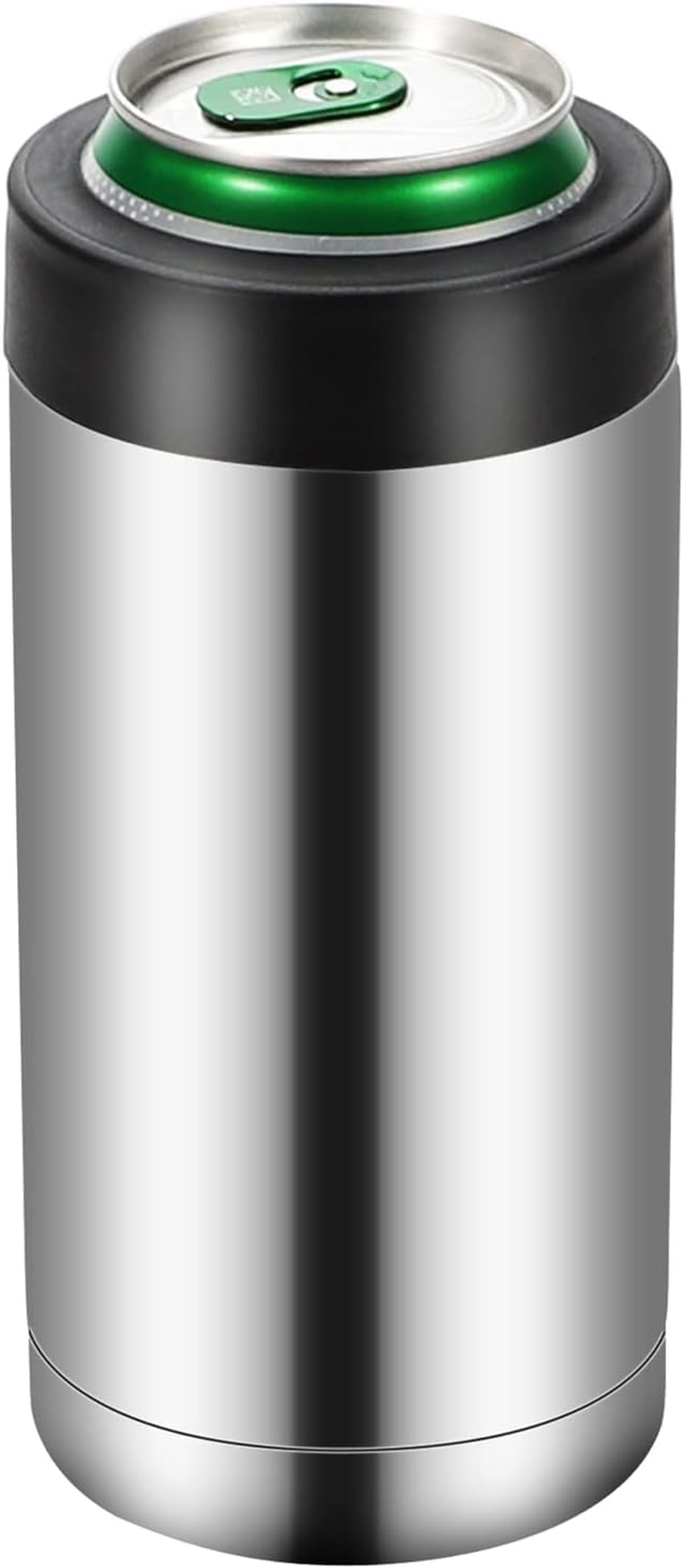 Beer Can Cooler, 16Oz Stainless Steel Double Wall Insulated Can Cooler, Beer Bottle Holder, Bottle or Tumbler for Slim Beer & Hard Seltzer Cans, Gifts for Beer Lovers (Silver) image number 4