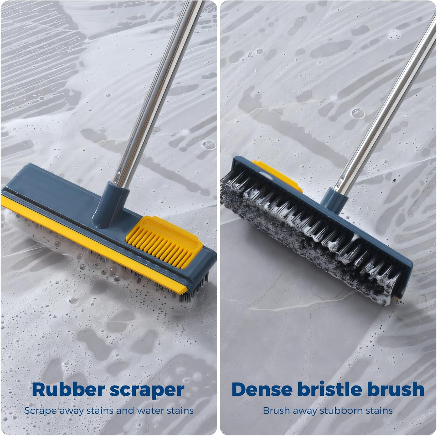 Woobroo Floor Squeegee and Floor Scrub Brush Set for Tiles, Cleaning Pet Hair, Sofa, Window, Carpet, Bathroom and Hard to Reach Corners image number 4