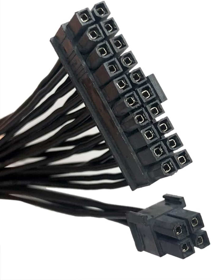 HSSDTECH Motherboard ATX 24 Pin Extension Cable 24 Pin to 20+4 Pin Power Supply Cable PSU 20 Pin Male Convert to 24 Pin (30Cm)