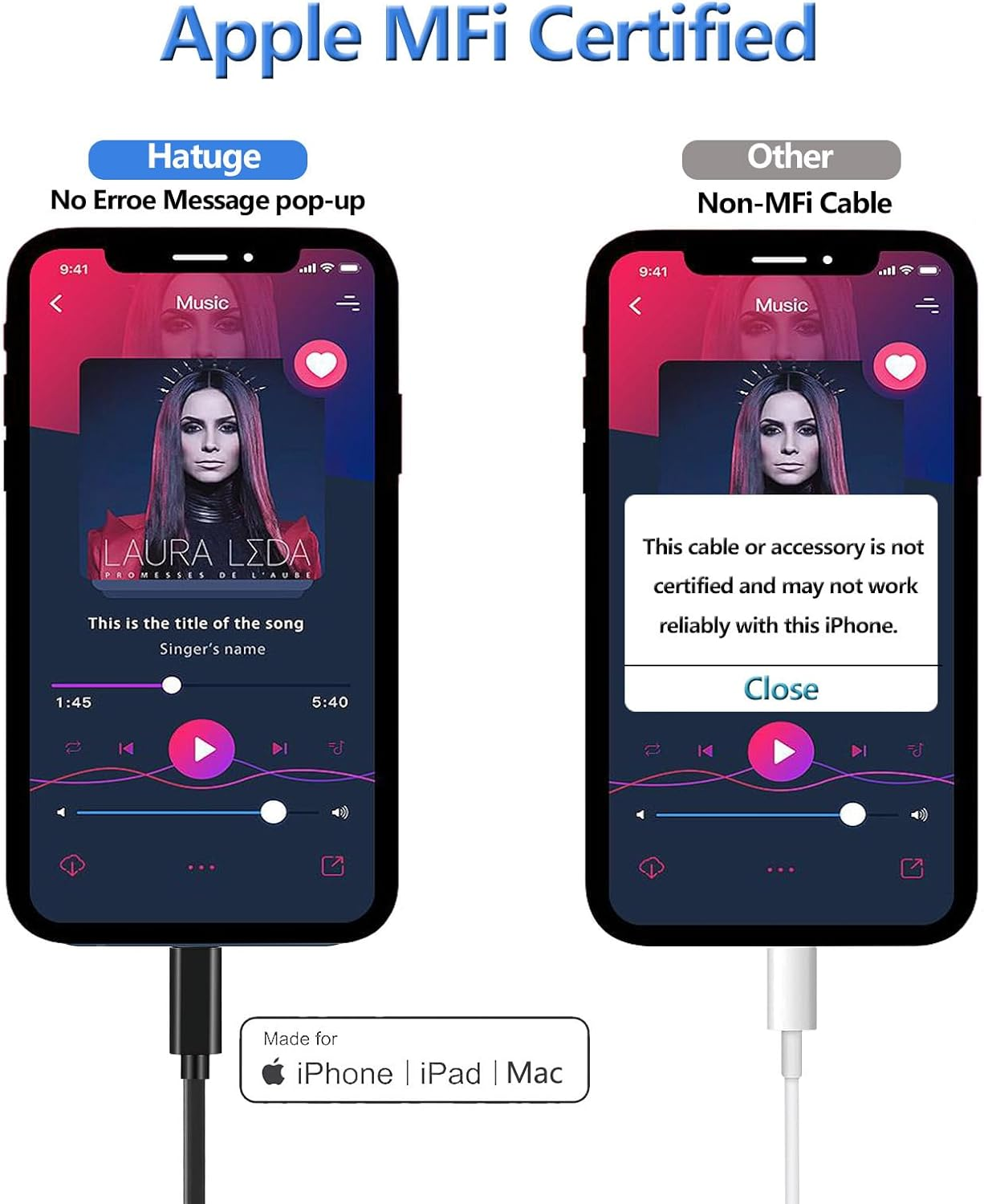 Hatuge USB C to AMI MMI Aux Cable for Apple Iphone 15 Compatible with Audi A3/A4/A5/A6/A7/A8/S4/S6/S8/Q5/Q7/R8/TT, USB-C to Car Aux Interface Dongle Compatible for VW CC Magotan (3.3FT) image number 2
