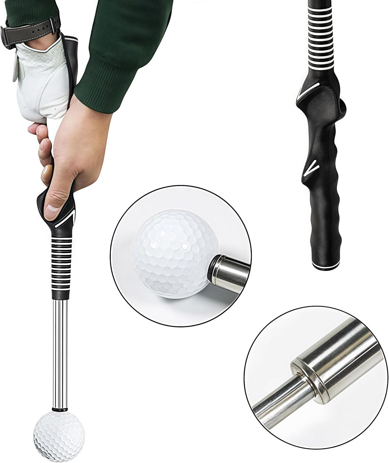 Retractable Golf Swing Trainer Aid,Golf Swing Trainer for Warm-Up,Tempo Training for Chipping Hitting,Right-Handed Golf Club for Accurate Swing Practice,Indoor&Outdoor Practice image number 1