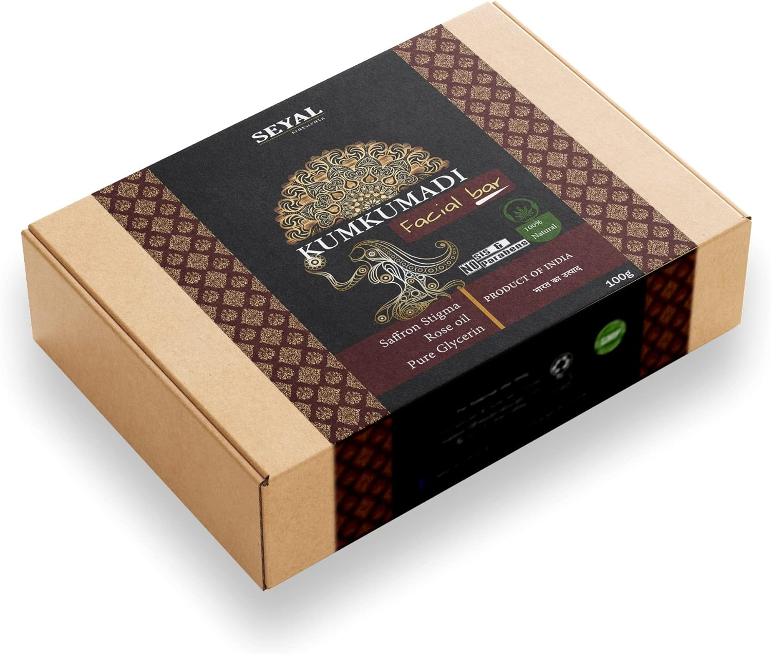 Seyal Kumkumadi Facial Soap Bar for Skin Whitening with Kesar, Chandan, Manjishta & Rose | Pure Glycerin Base | SLS, Paraben, Gmo-Free -100G image number 2