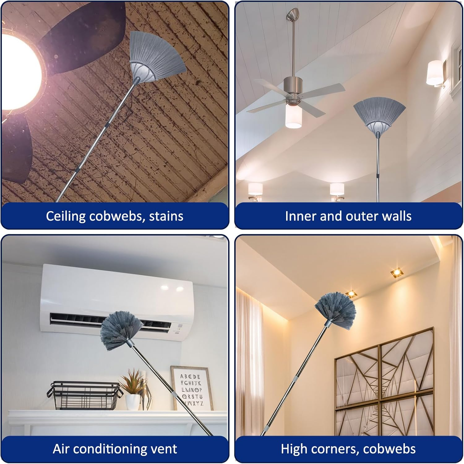 3-14 Ft Cobweb Duster with Extension Pole // 20 Foot High Reach Spider Web Cleaner Cobweb Brush for Outdoor & Indoor Web Cleaning image number 3