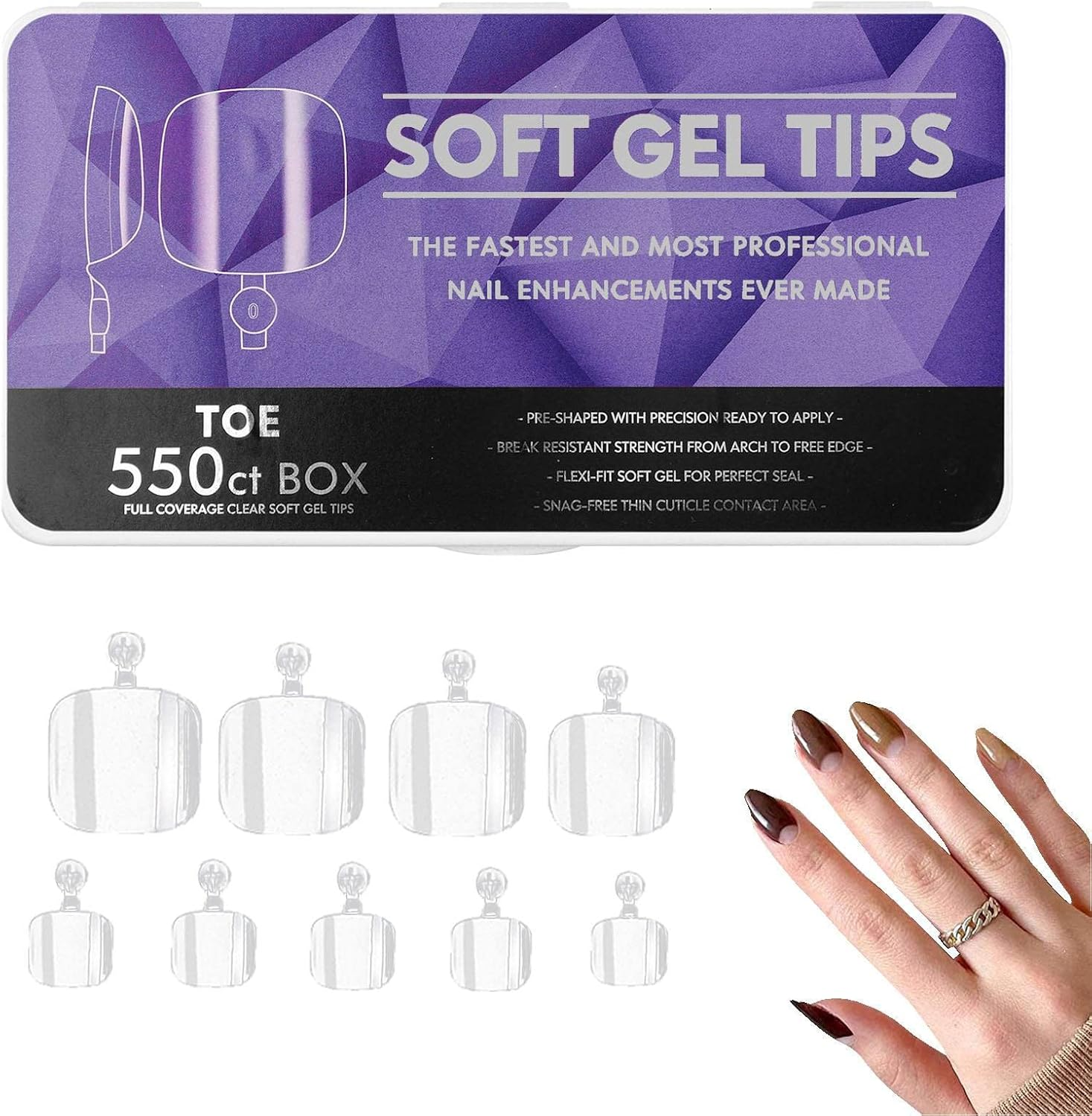 Medium Coffin Fake Nails, Short Coffin Press Nails Pre-Shape Short Coffin Gel Nail Tips | False Coffin Nails Clear Acrylic Gelly Tips for Mother Day Press Nail