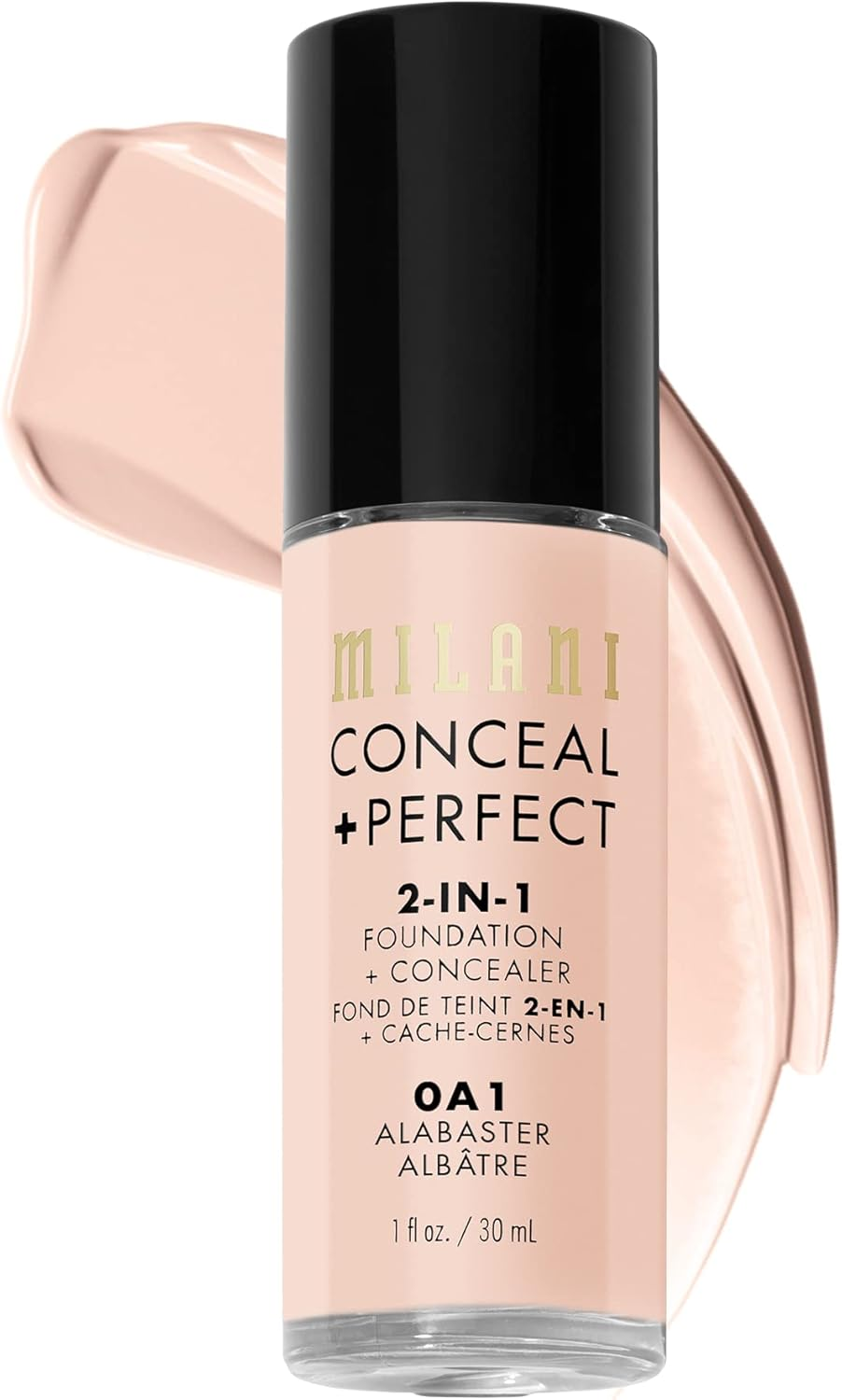 Milani Conceal + Perfect 2-In-1 Foundation + Concealer - Alabaster (1 Fl. Oz.) Cruelty-Free Liquid Foundation - Cover Under-Eye Circles, Blemishes & Skin Discoloration for a Flawless Complexion - 01A1-Nude Ivory image number 7