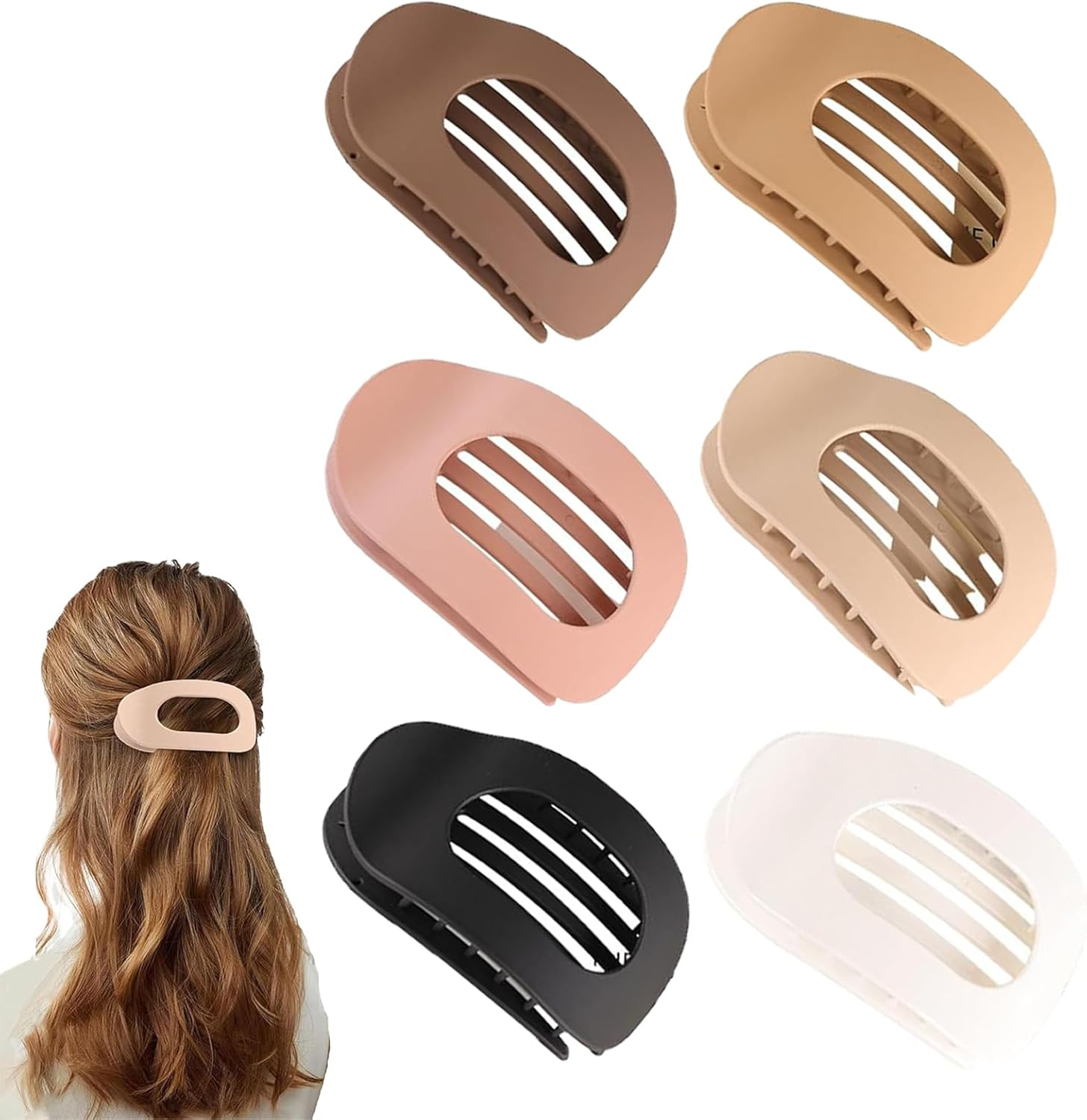 Pack of 6 Flat Hair Clips, Hair Clips, Flat Hair Clips, Women'S Hair Accessories with Strong Hold, Curved Design, Elegant French Hair Clip for Everyday, Sports, Driving image number 1